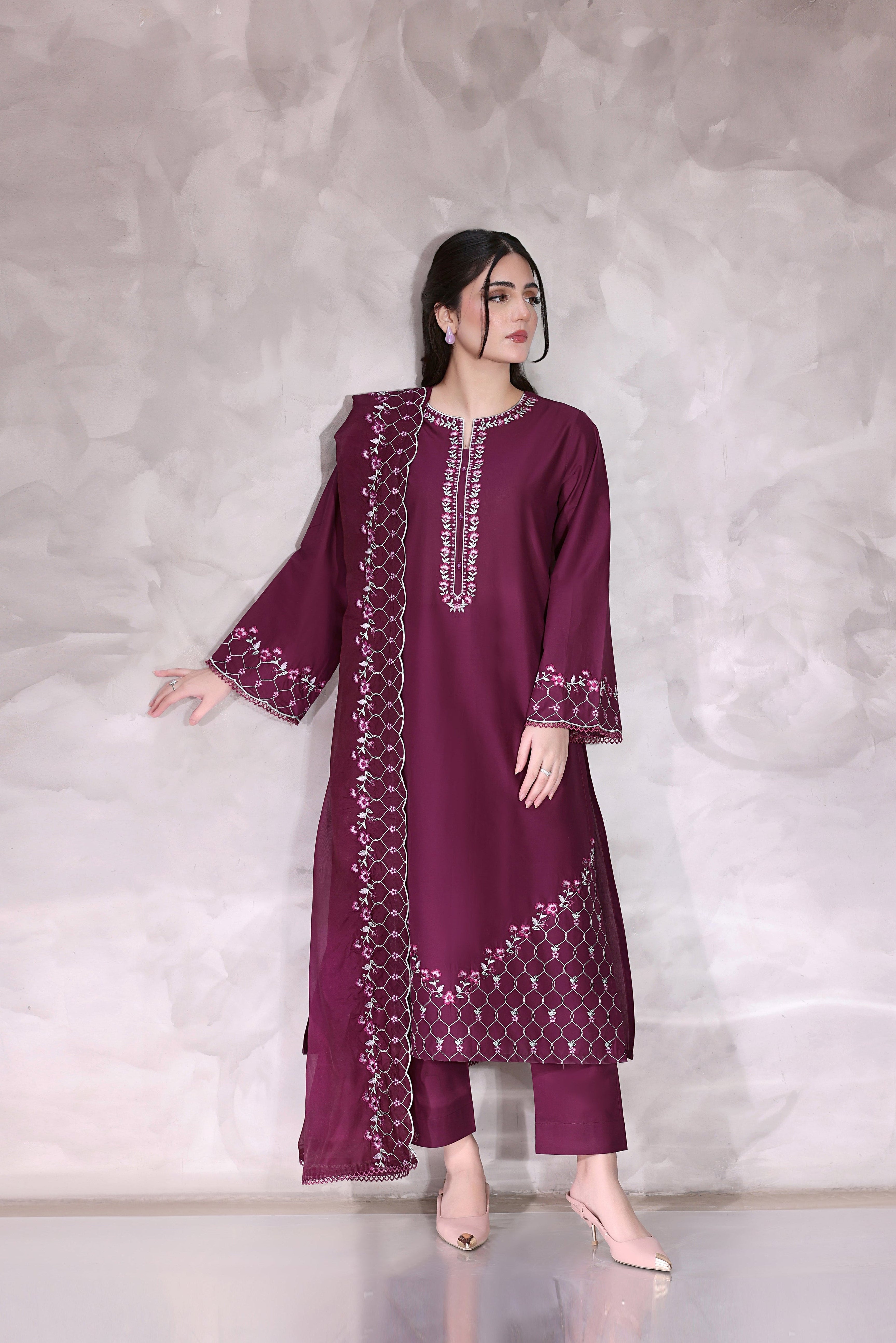 Fiona Embroidered 3PC Lawn Dress