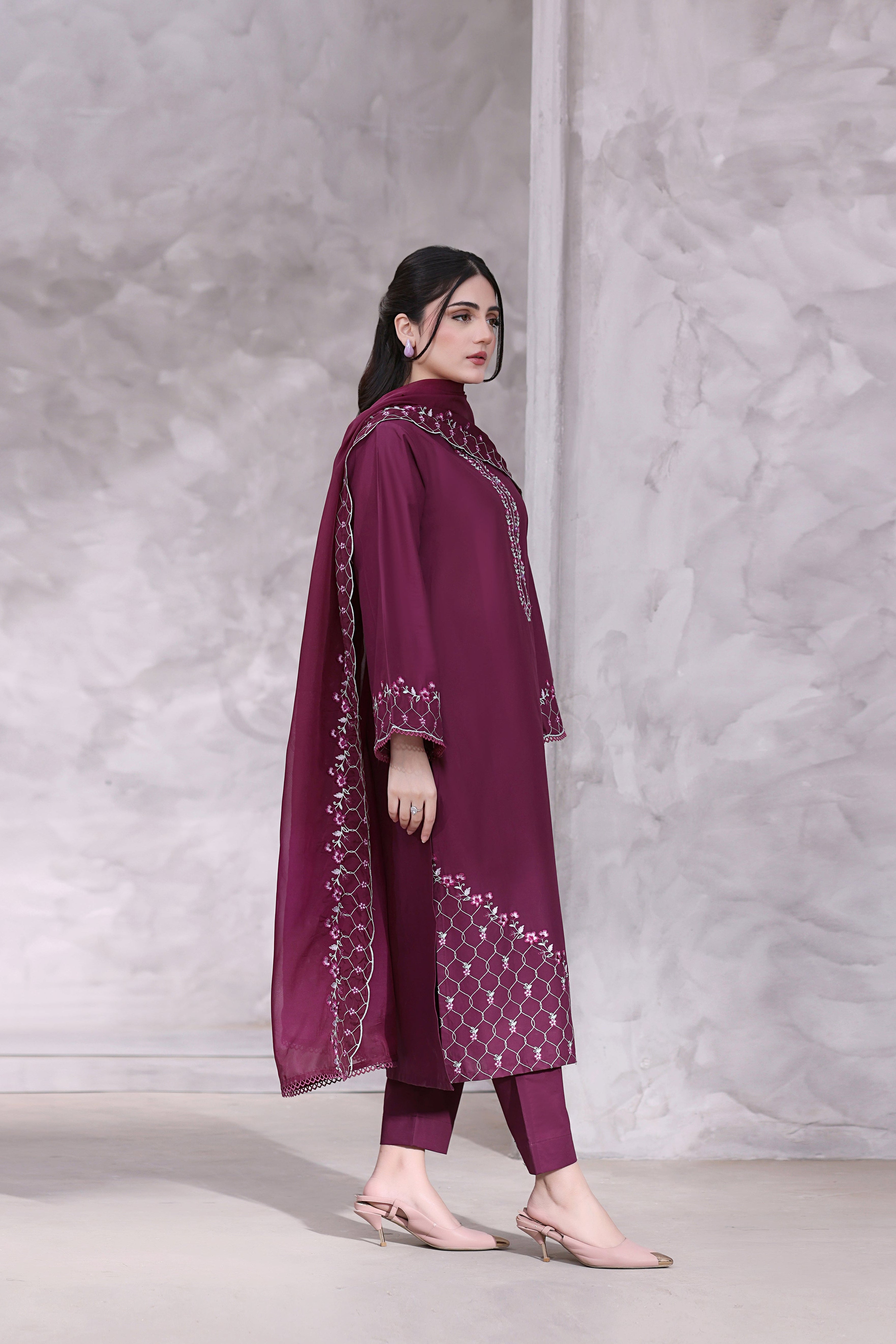 Fiona Embroidered 3PC Lawn Dress