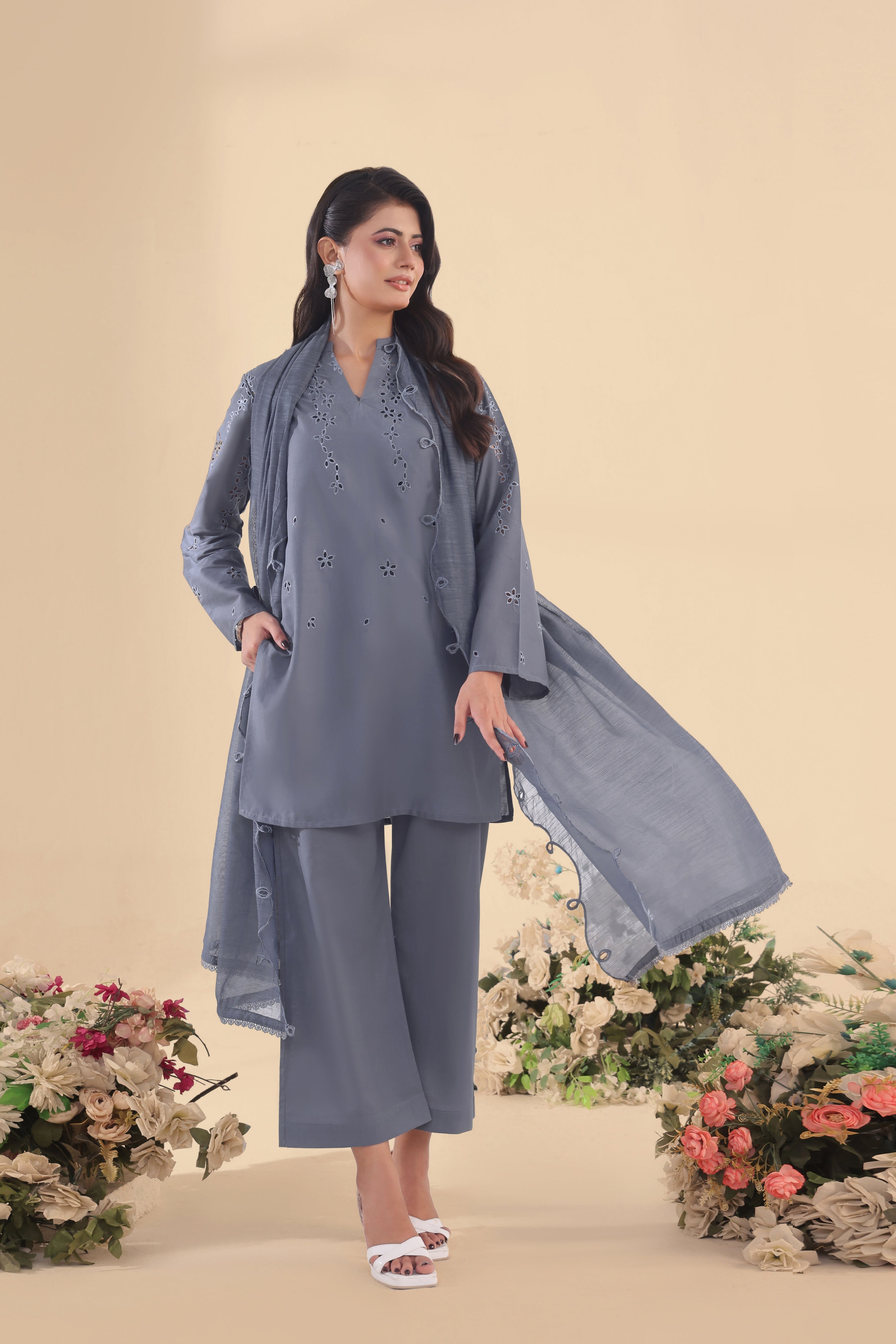 Flint Embroidered 3PC Lawn Dress