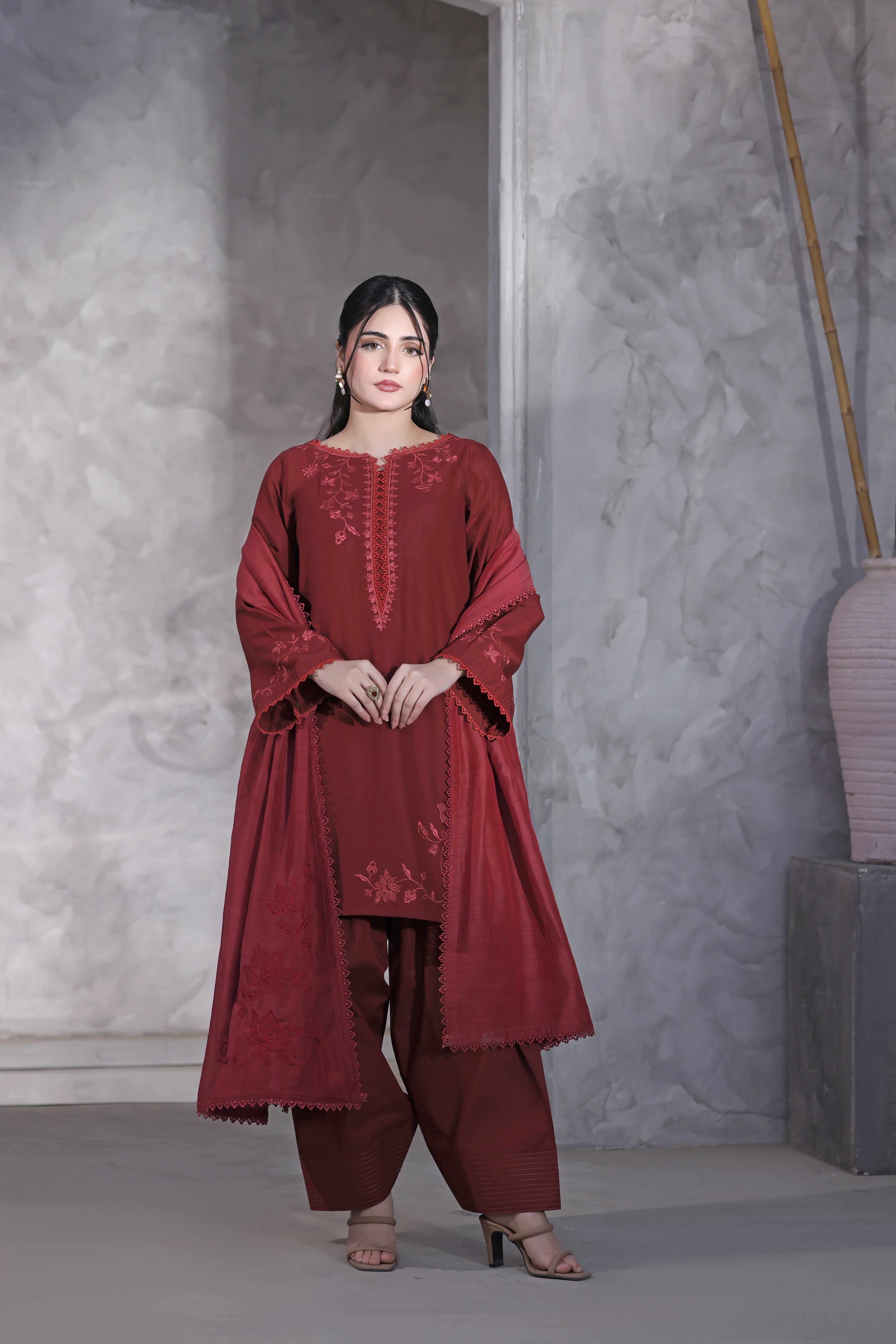 Freya Embroidered 3PC Lawn Dress