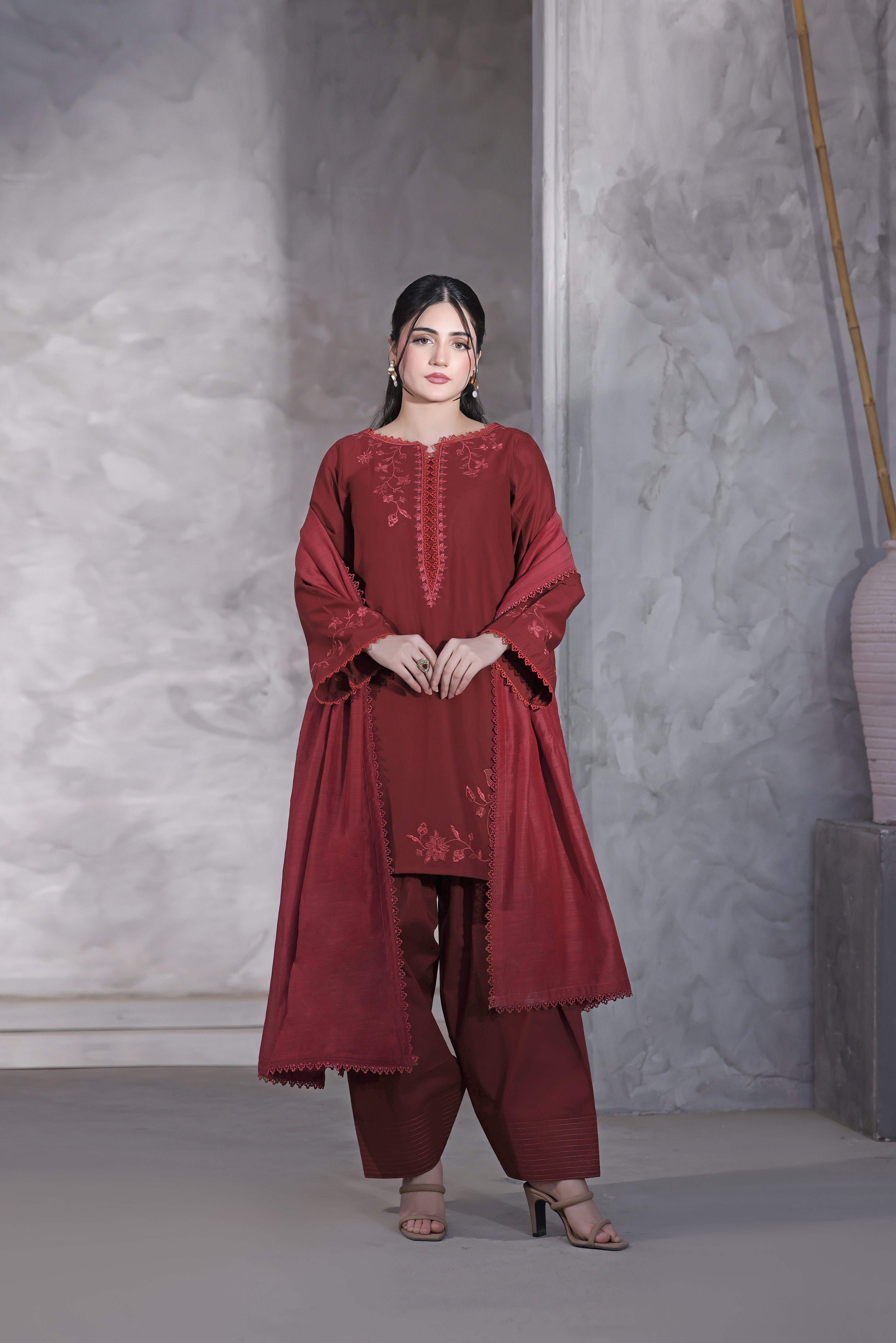 Freya Embroidered 3PC Lawn Dress