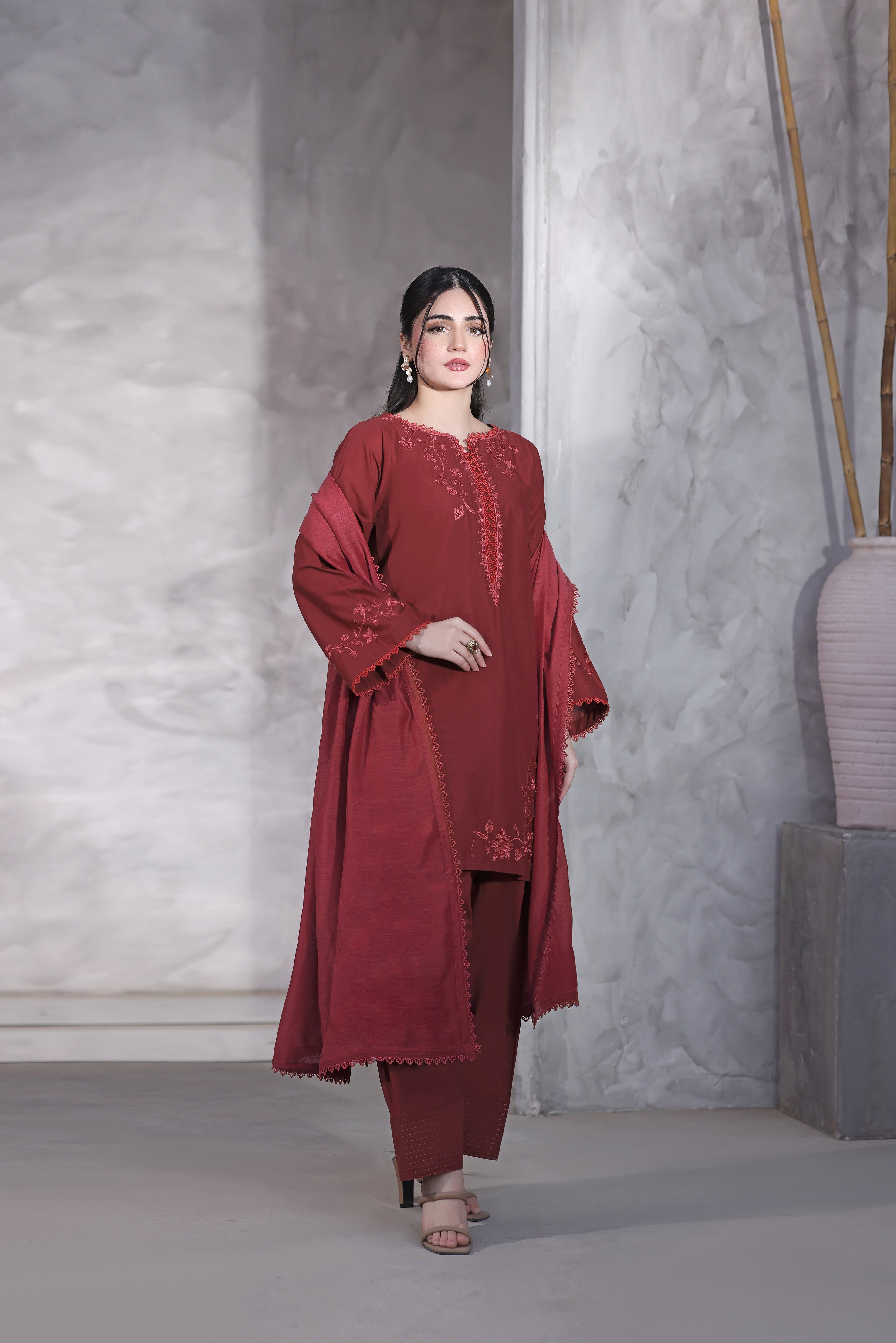 Freya Embroidered 3PC Lawn Dress