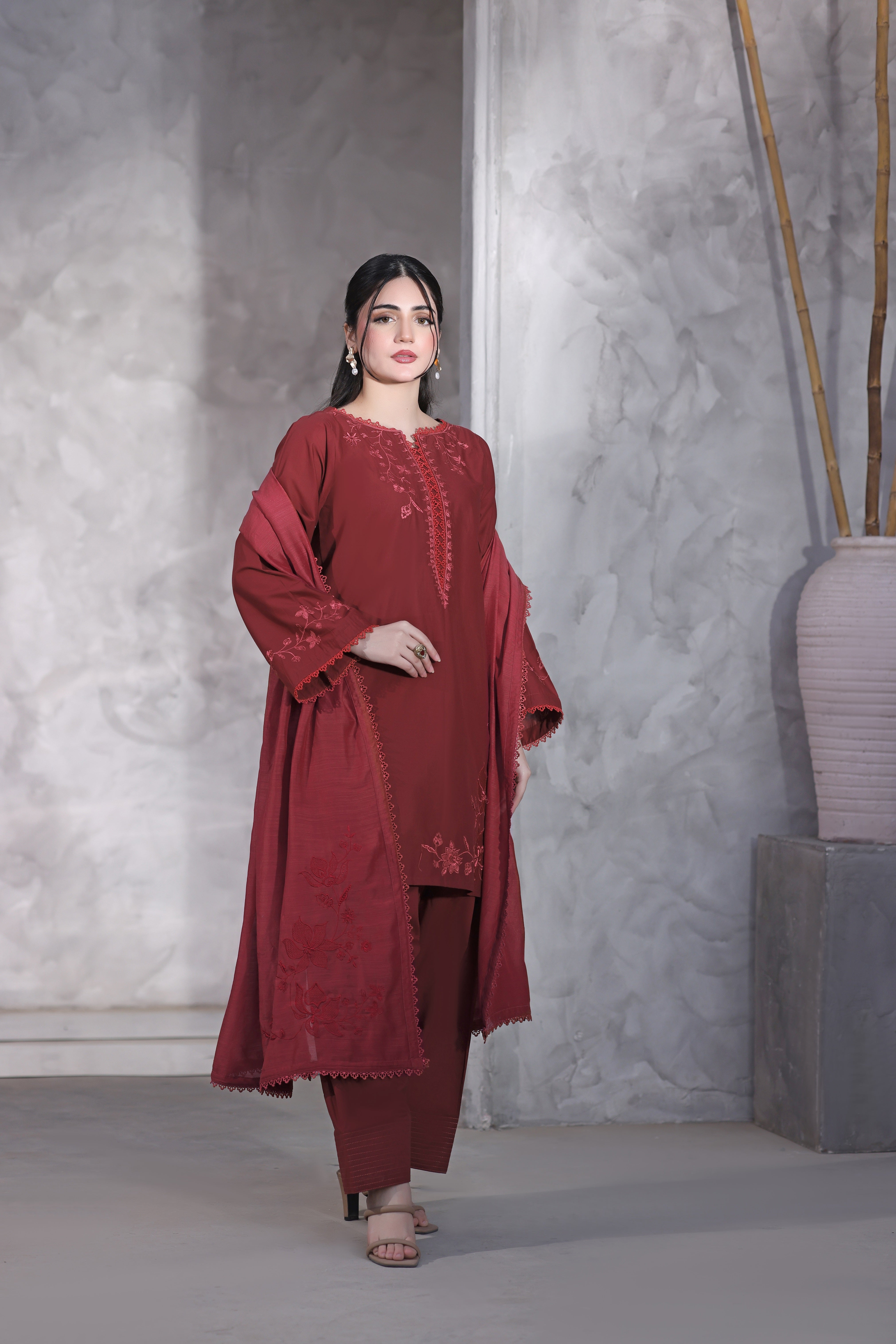 Freya Embroidered 3PC Lawn Dress