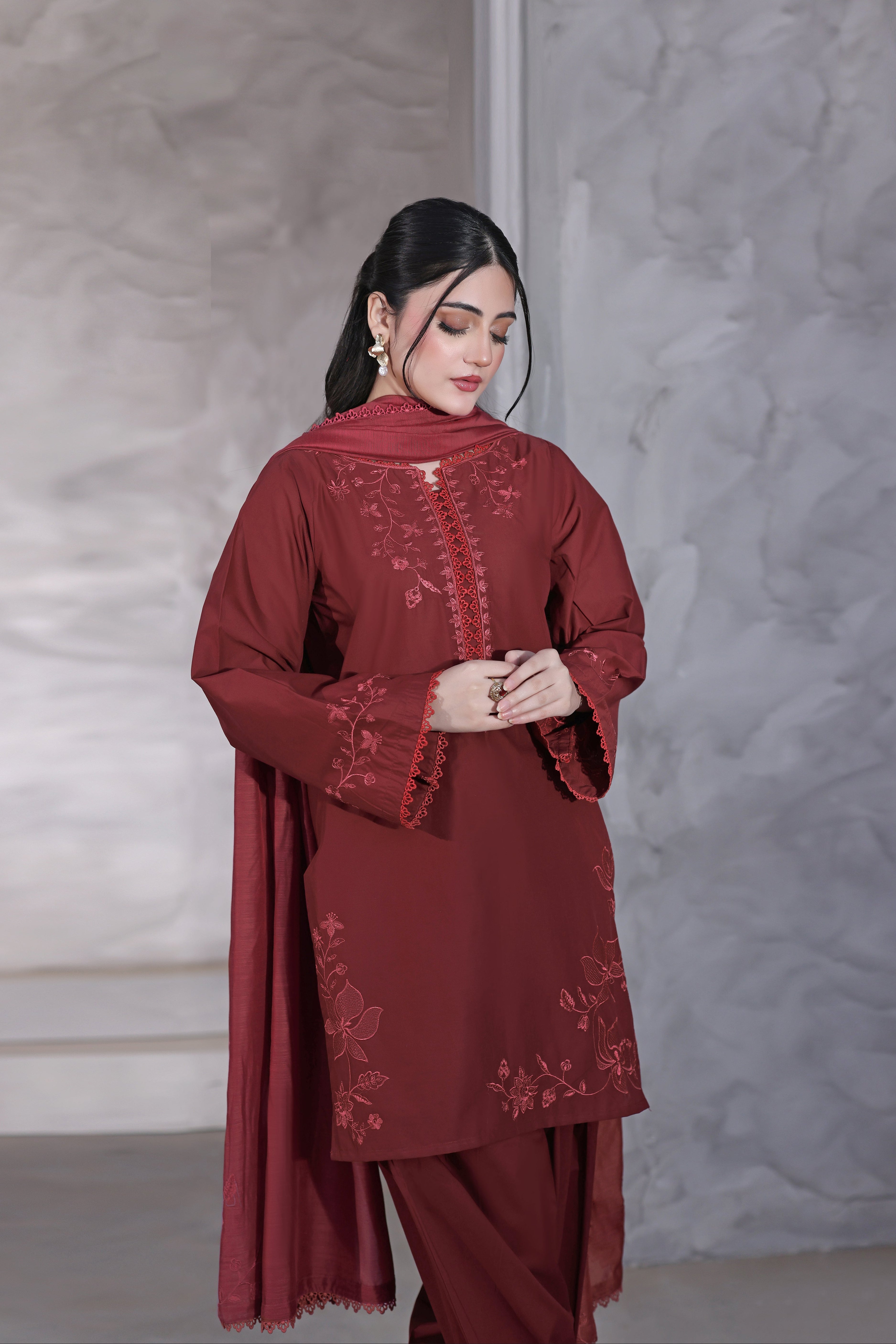 Freya Embroidered 3PC Lawn Dress