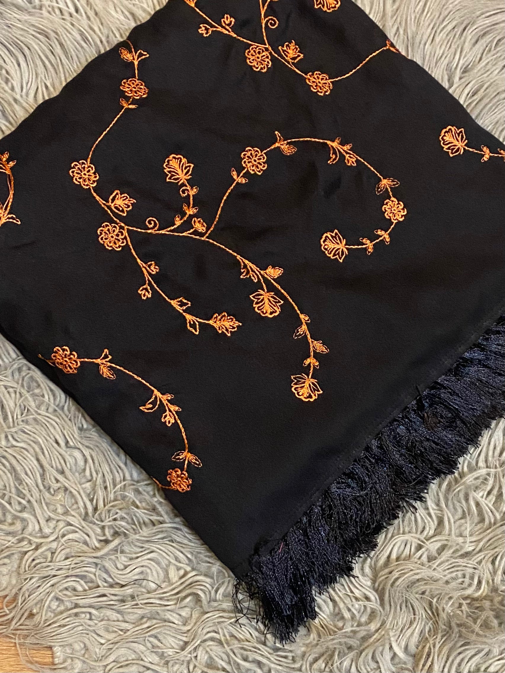 Black Embroidered Shawl