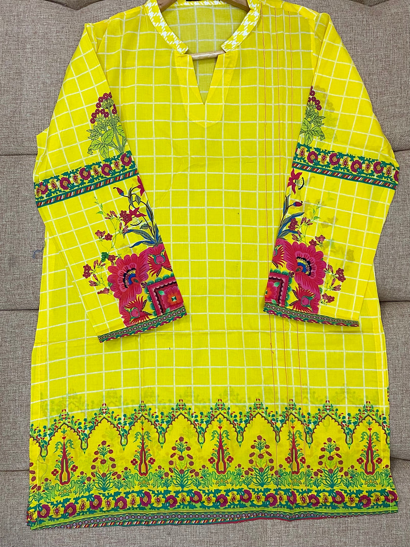 Yellow Flame Printed Lawn Shirt