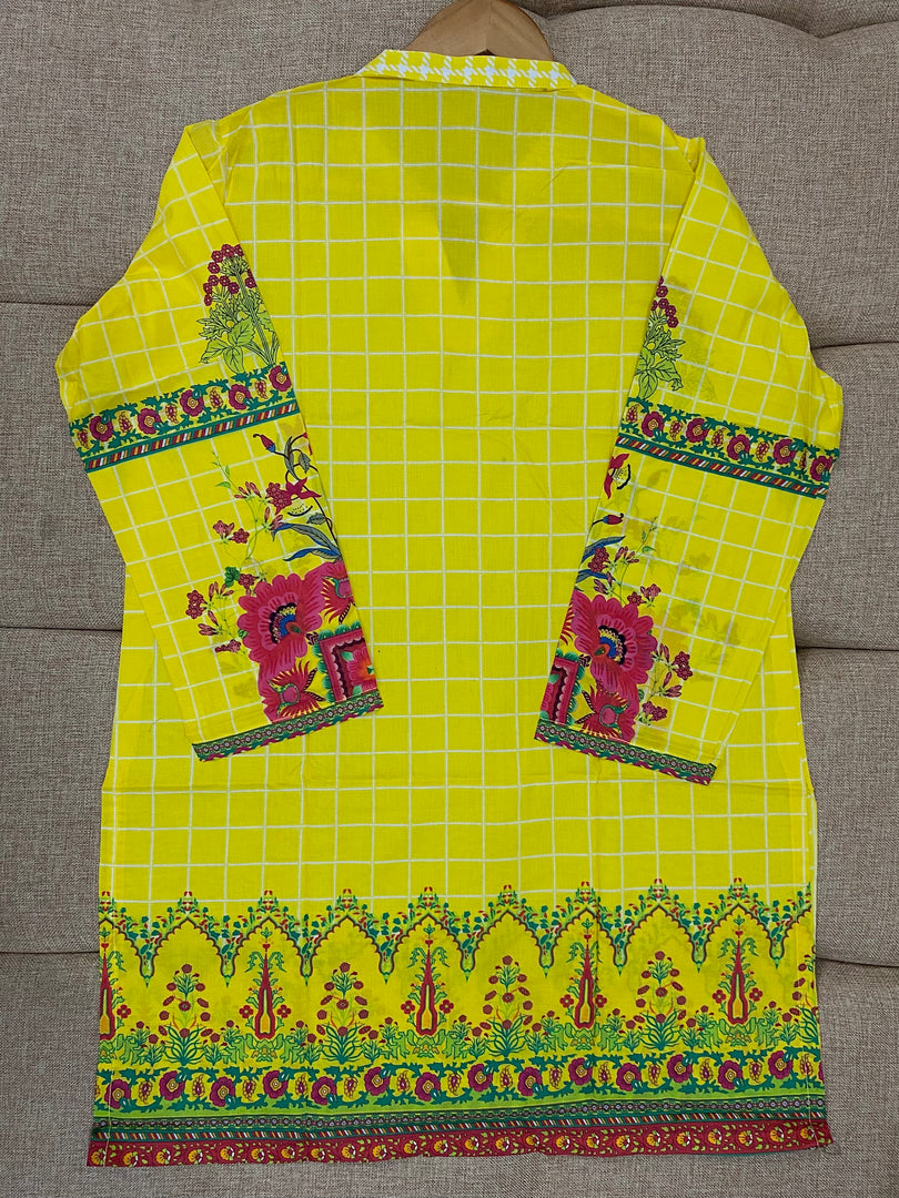 Yellow Flame Printed Lawn Shirt