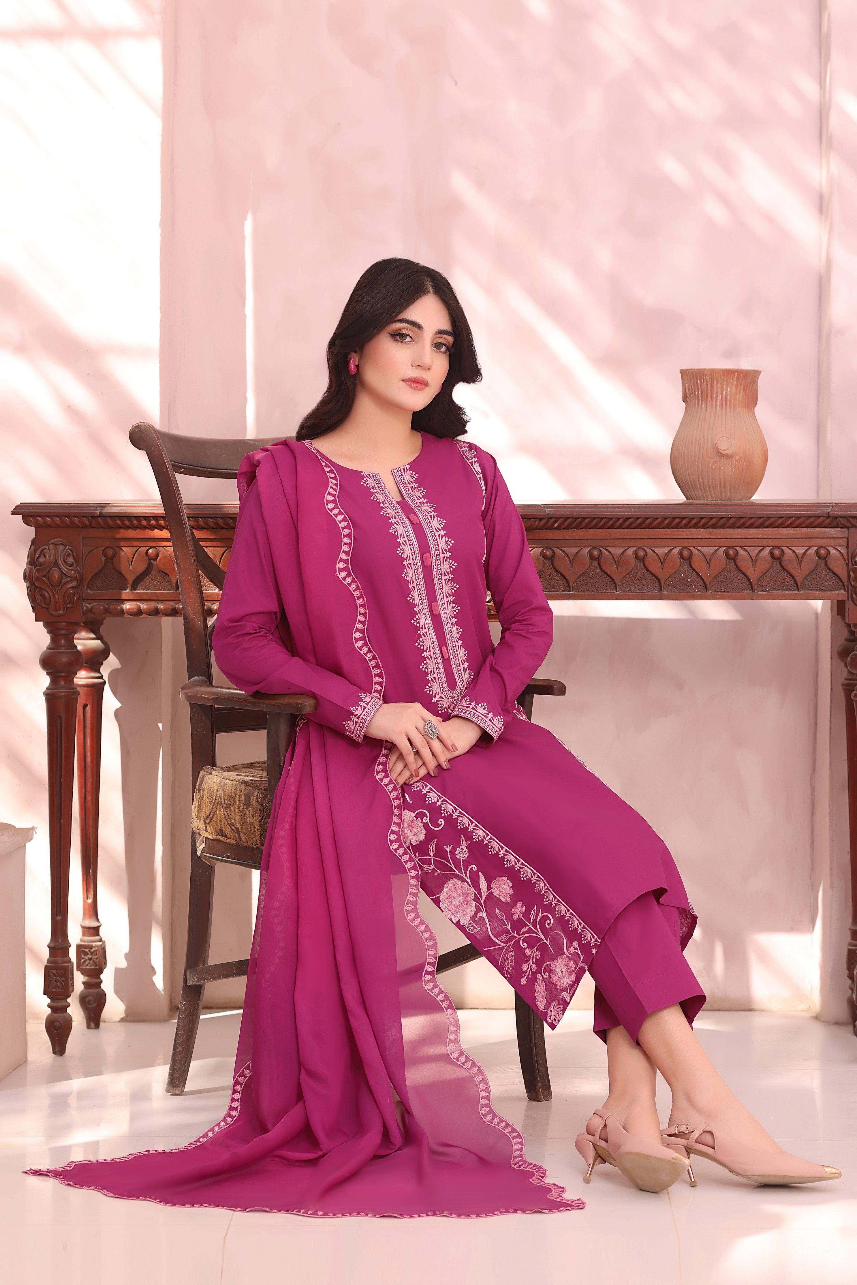 Ballerina Embroidered 3PC Lawn Dress