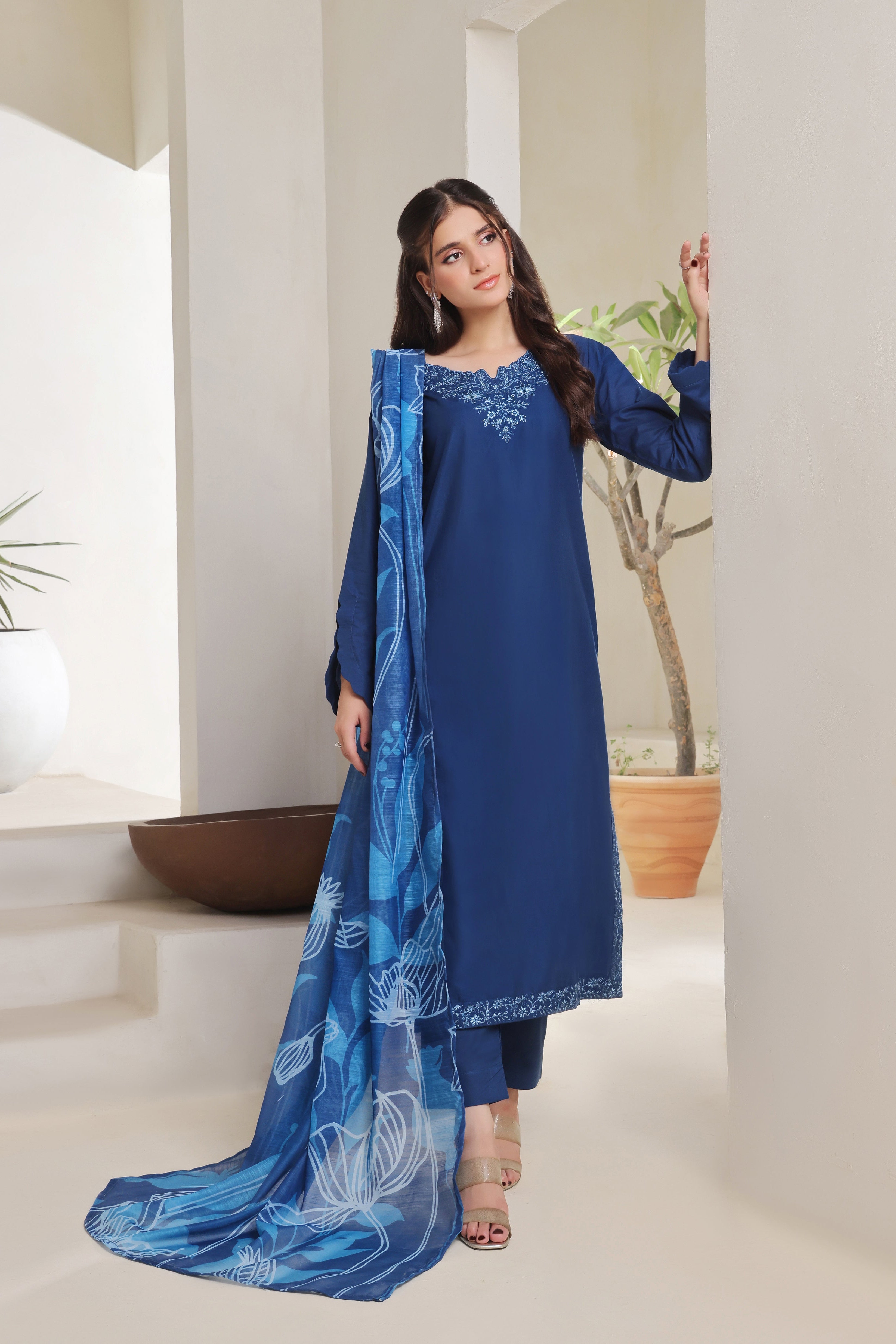 Clouds Embroidered 3PC Lawn Dress