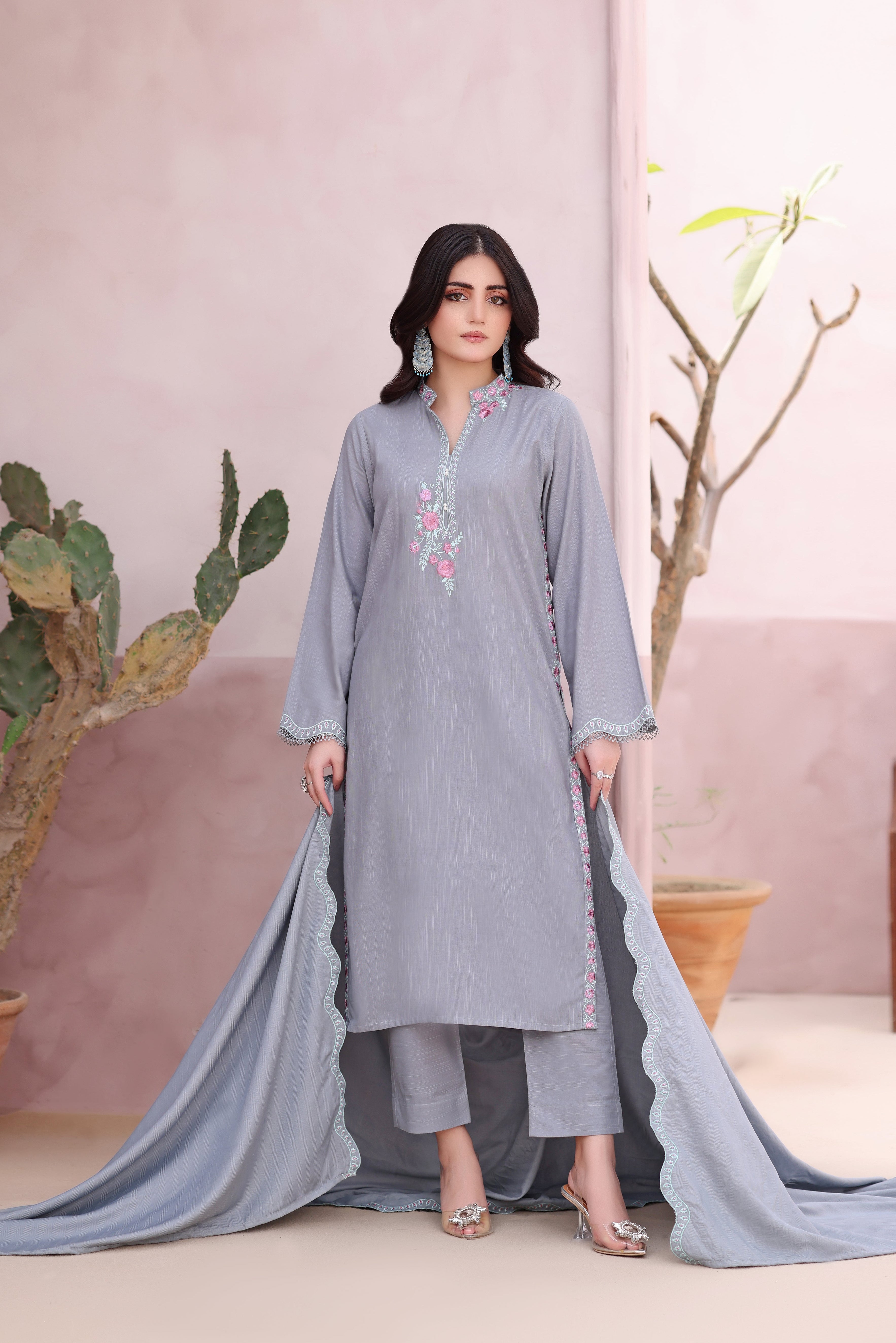 Crystal Khaddar Stitched 3PC Dress