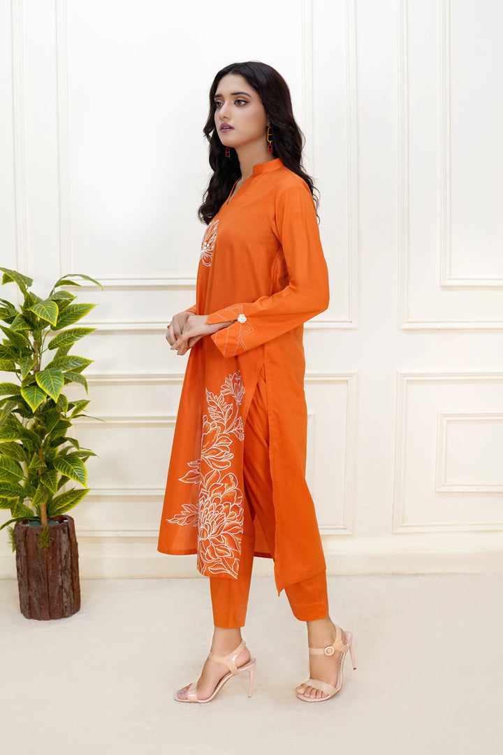 Sunset Embroidered Cotton Stitched Dress