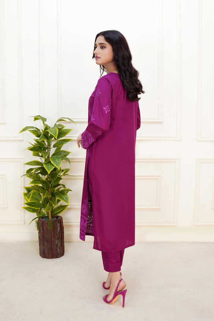 Luxeurs Lawn CottonStitched Embroidered Dress