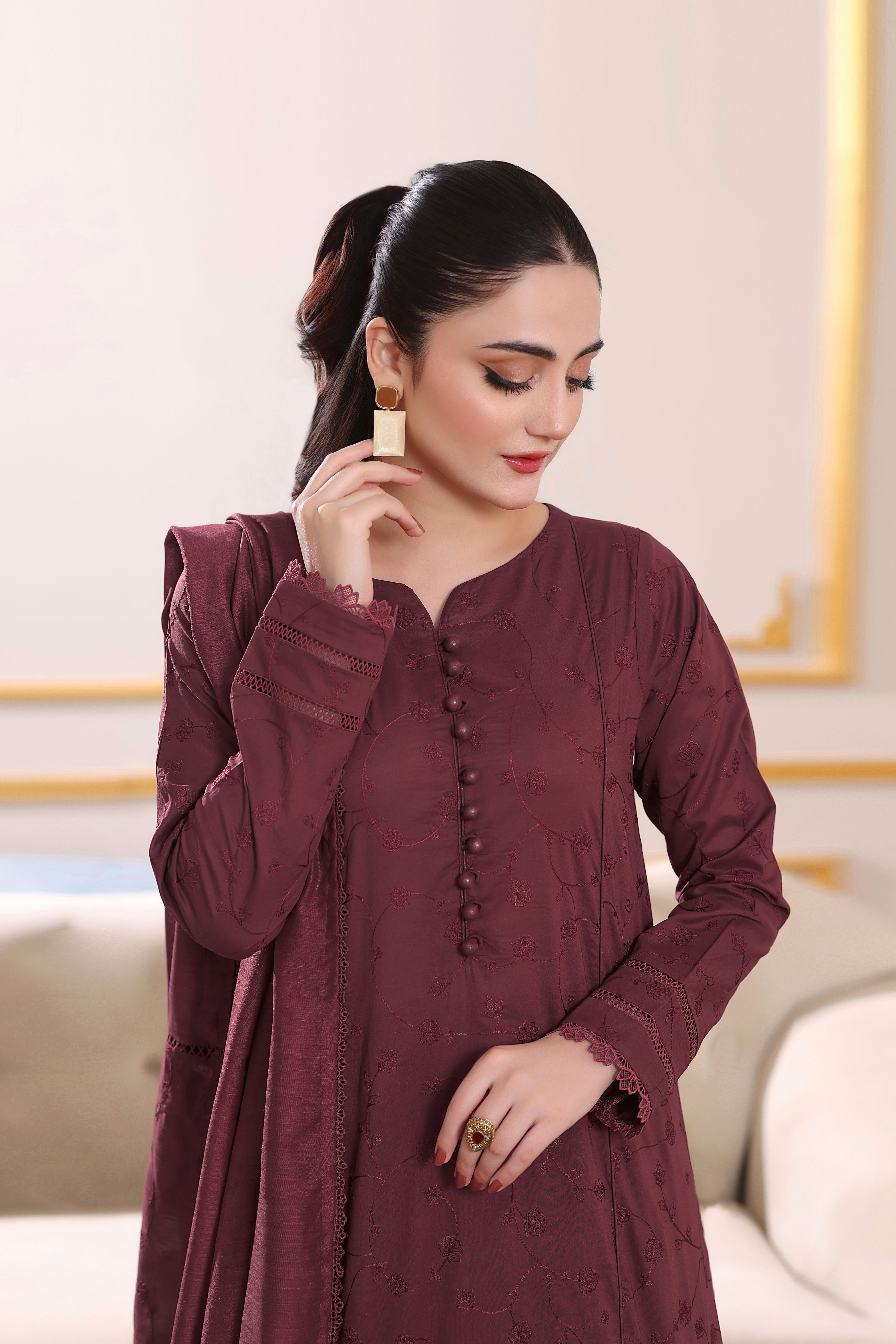 Ophelia Embroidered 3PC Lawn Dress