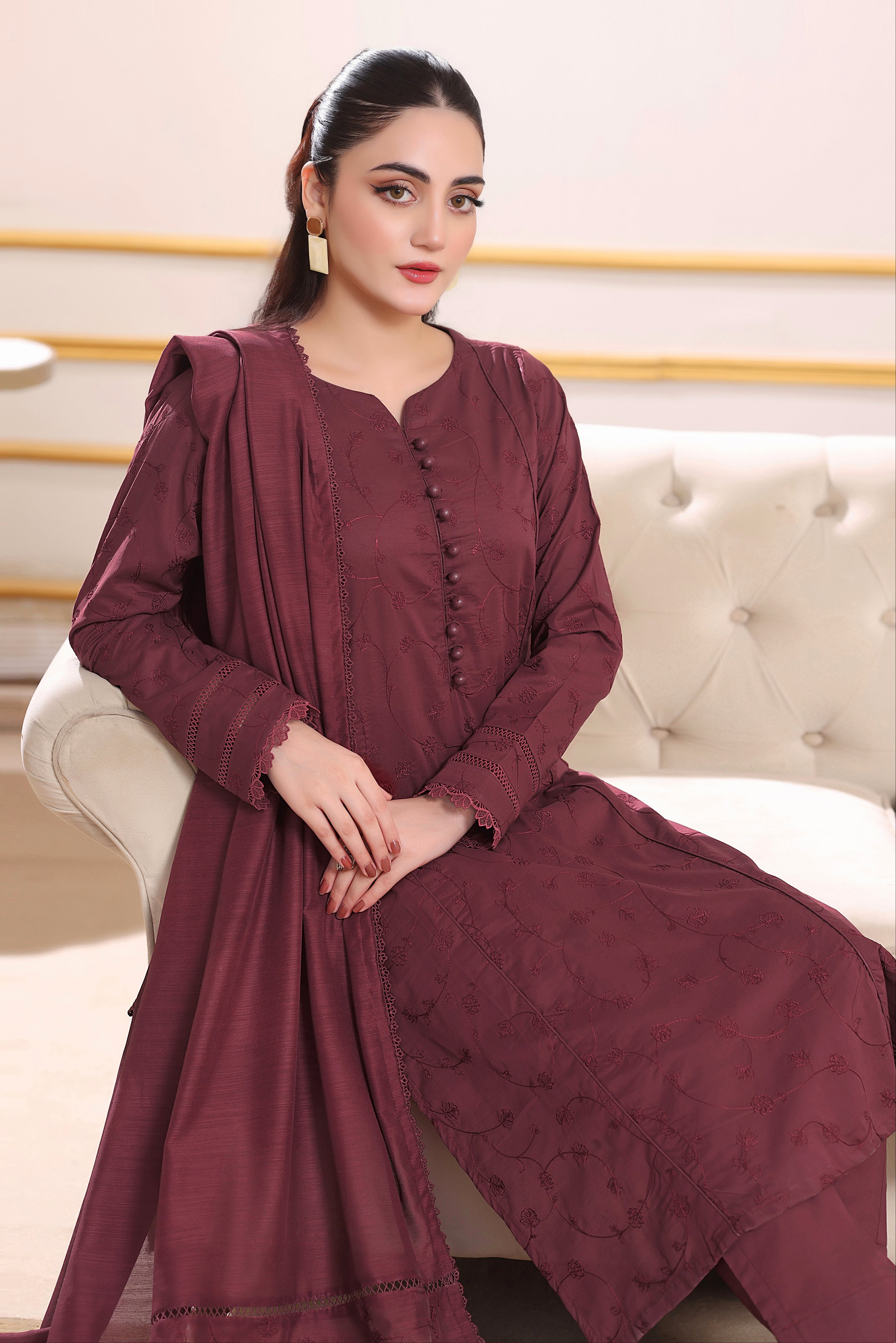 Ophelia Embroidered 3PC Lawn Dress