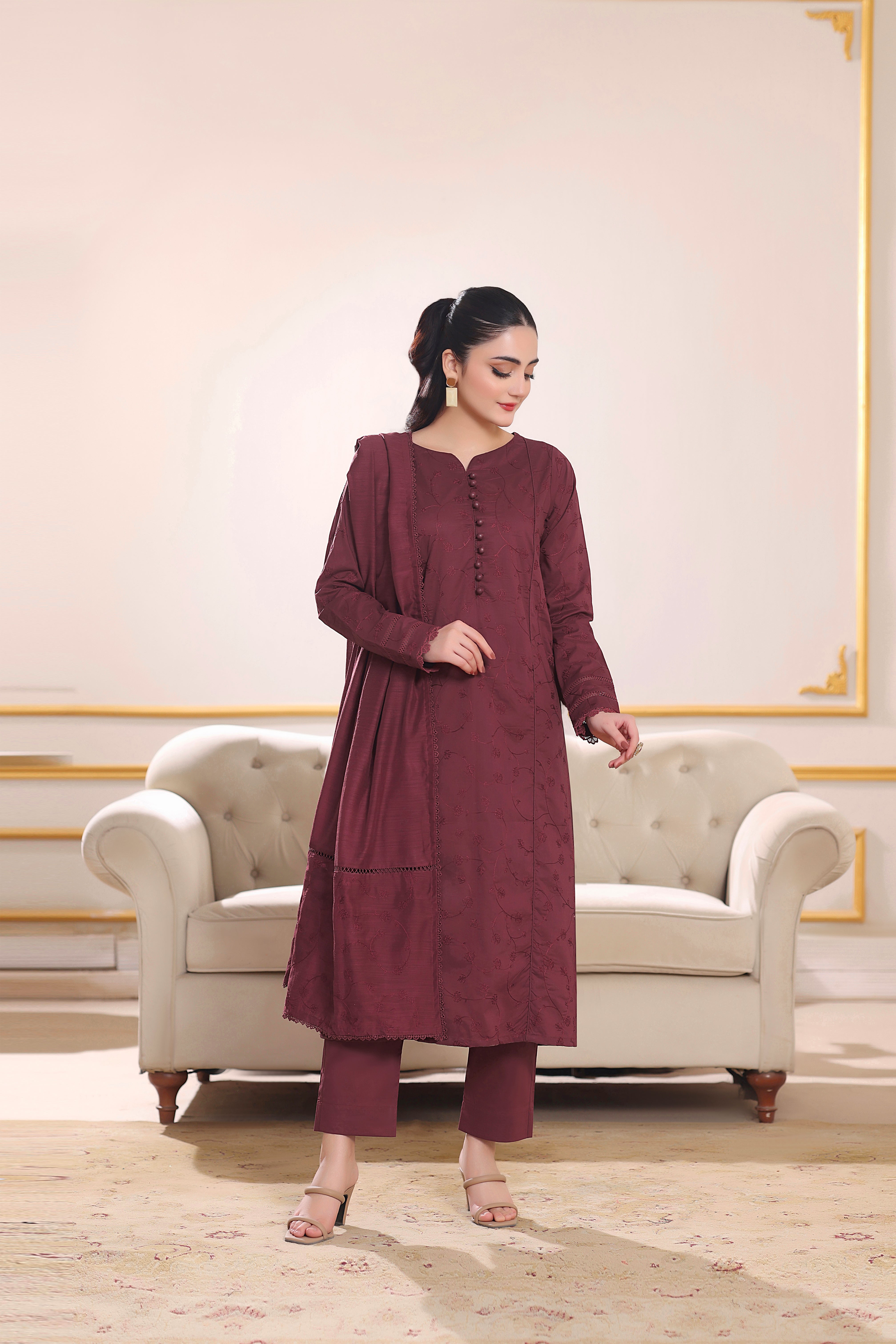 Ophelia Embroidered 3PC Lawn Dress