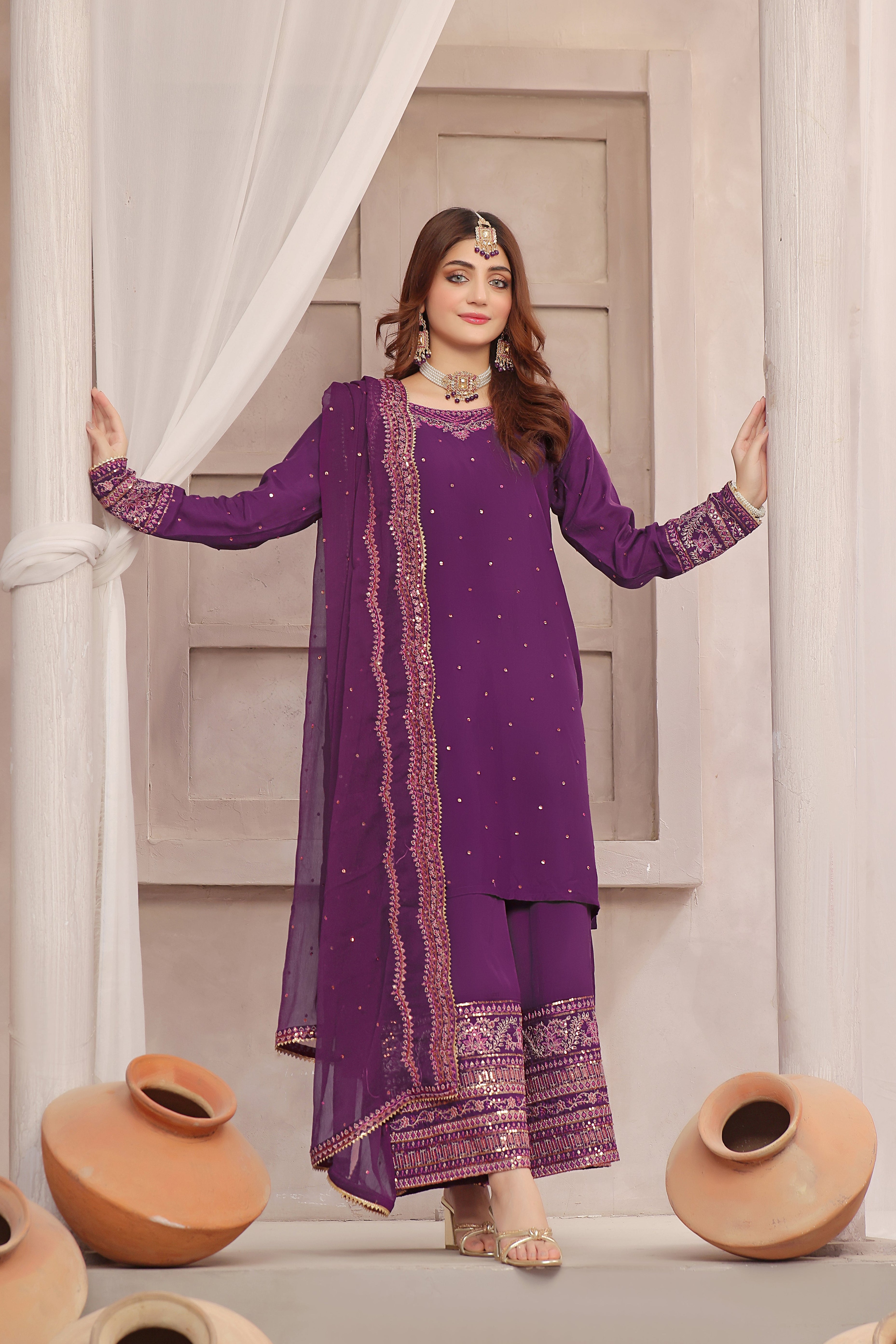 Jahan Aara Raw Silk Formal Stitched Dress