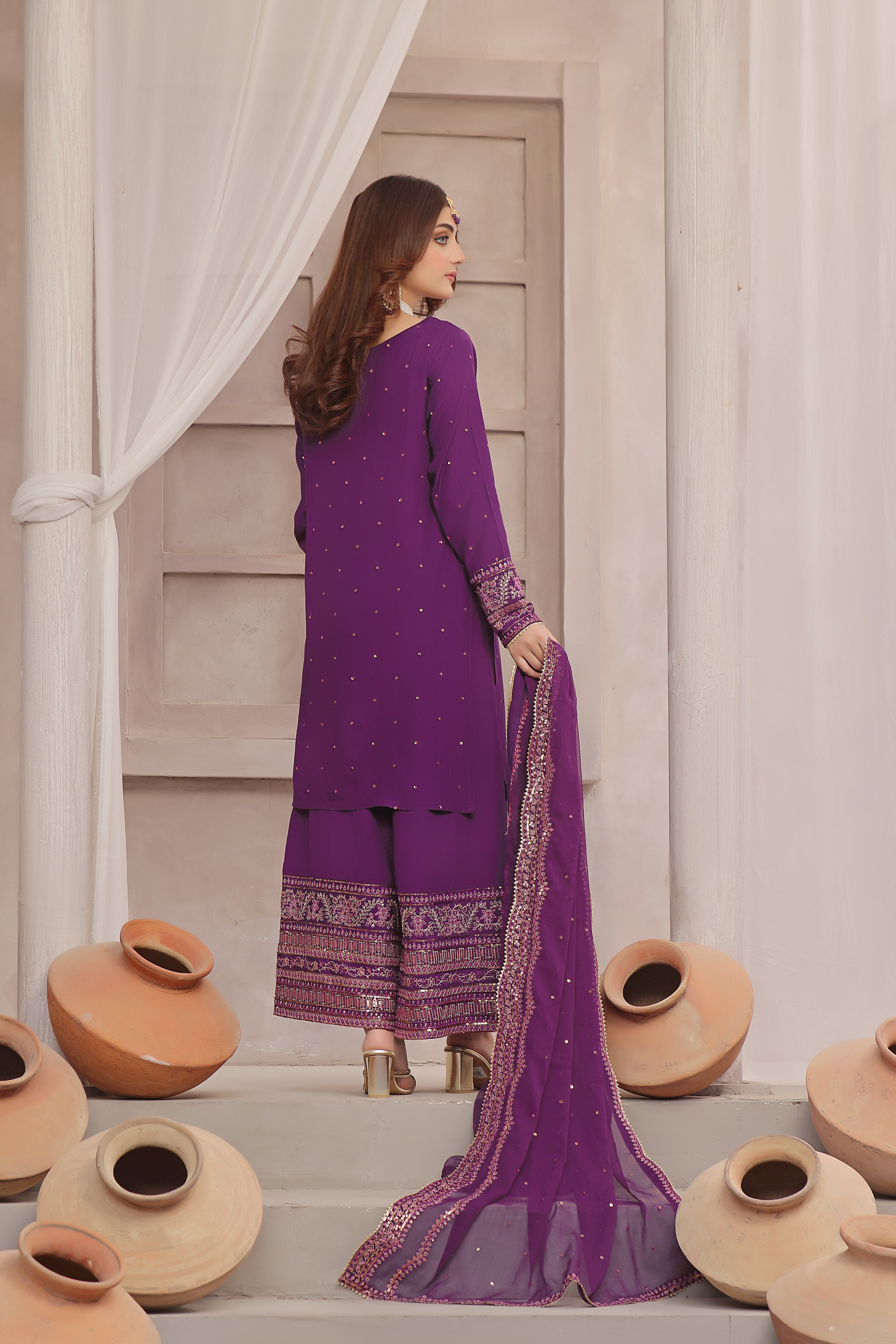 Jahan Aara Raw Silk Formal Stitched Dress