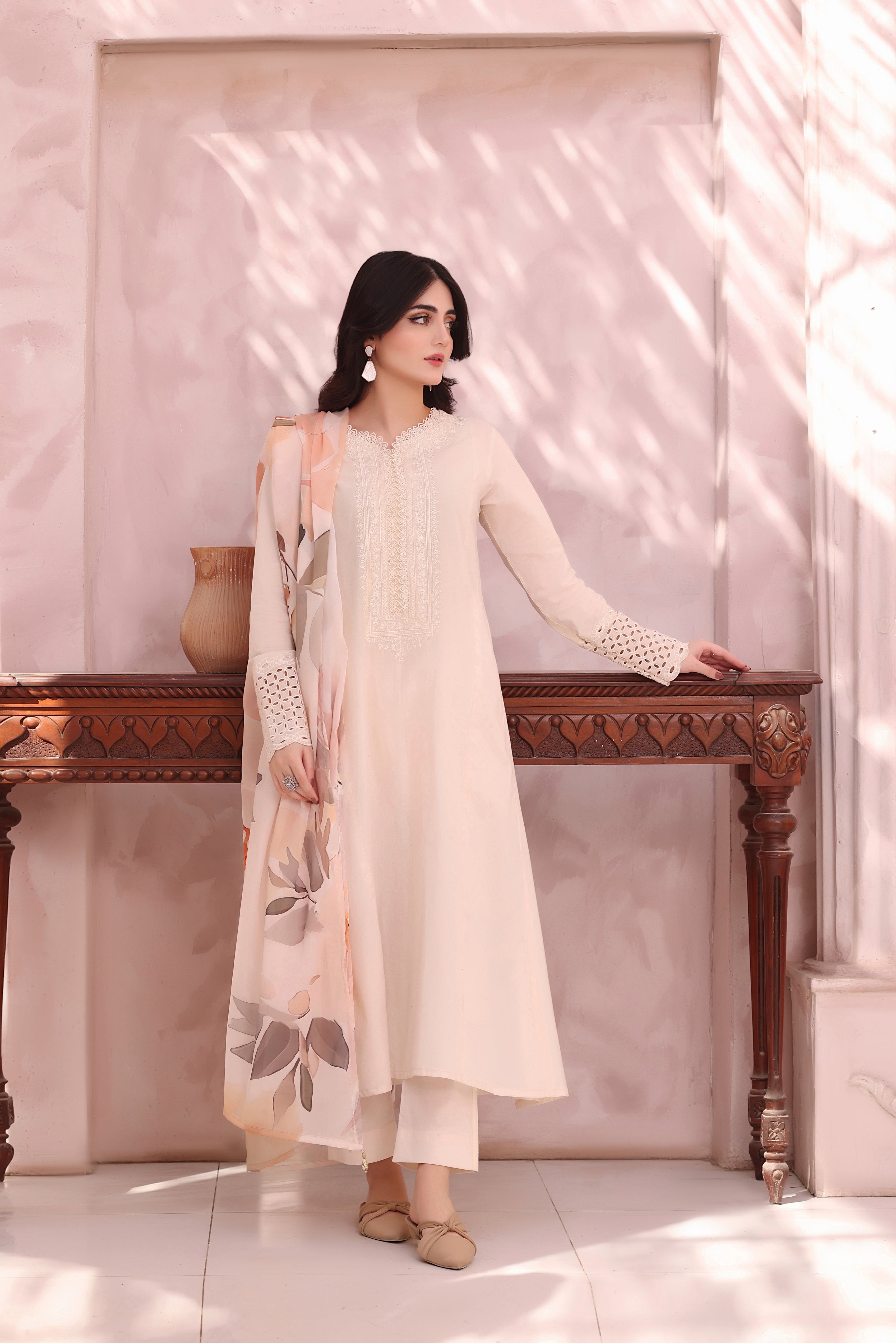 Lotus Embroidered 3PC Lawn Dress