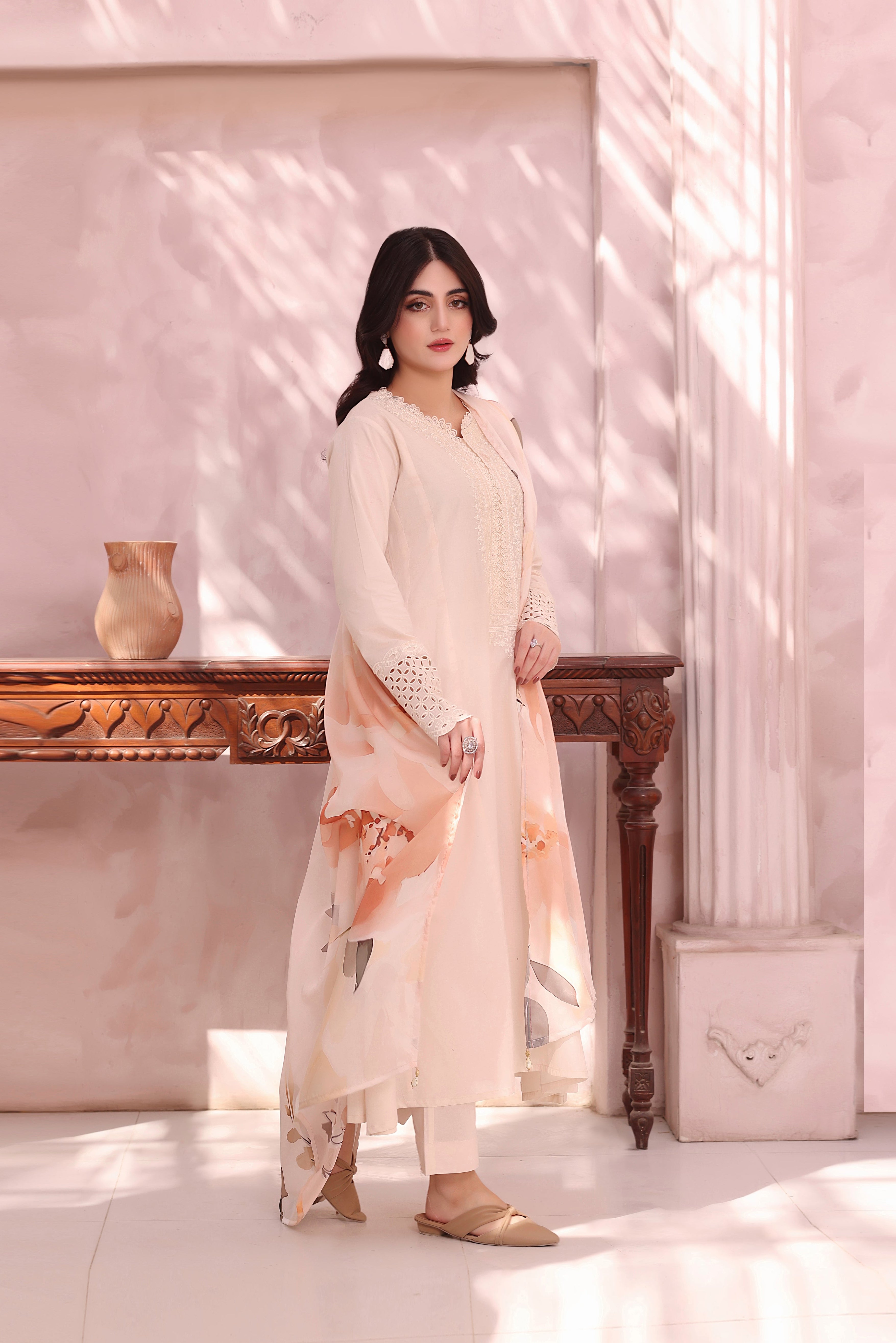 Lotus Embroidered 3PC Lawn Dress
