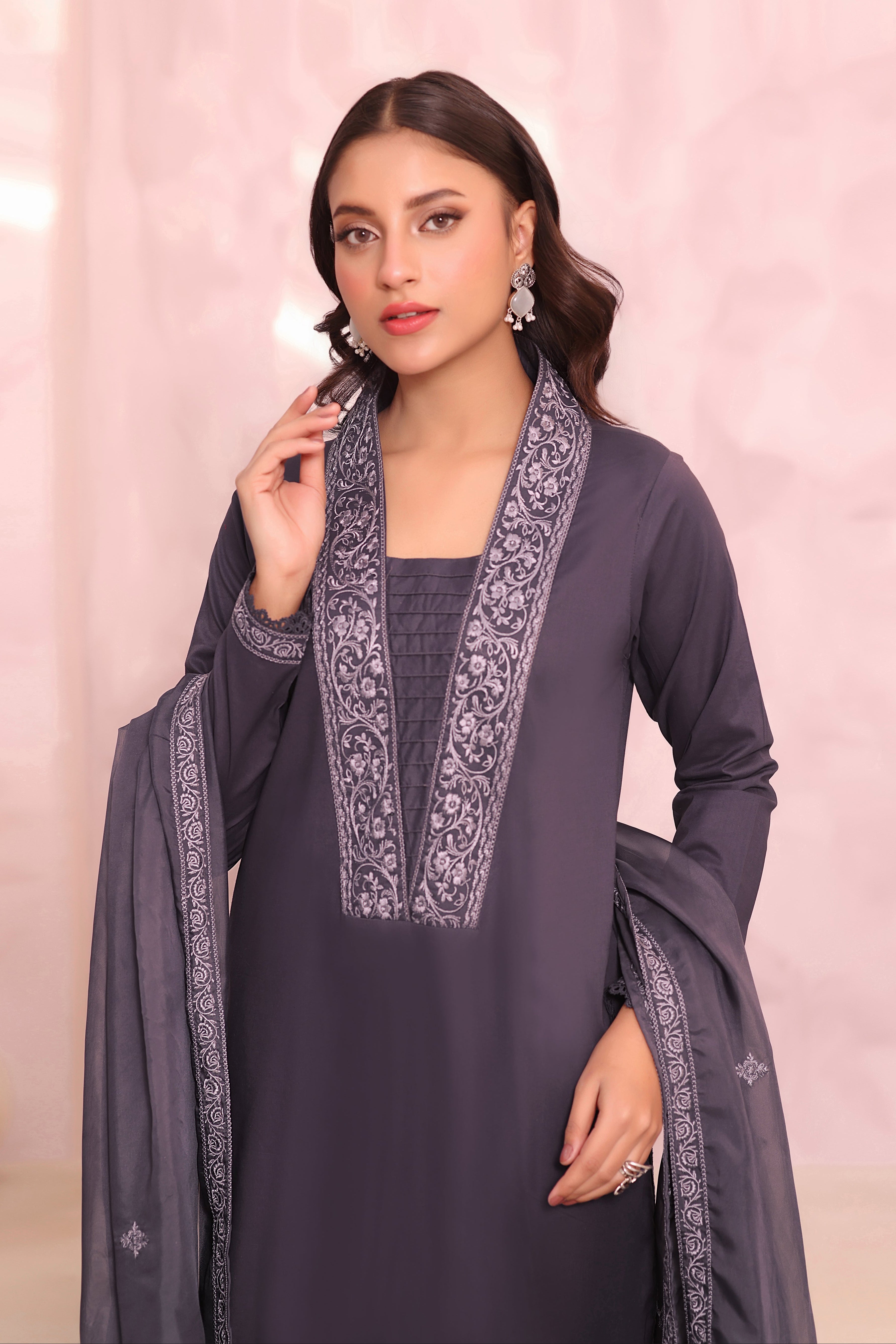 Midnight Embroidered 3PC Lawn Dress