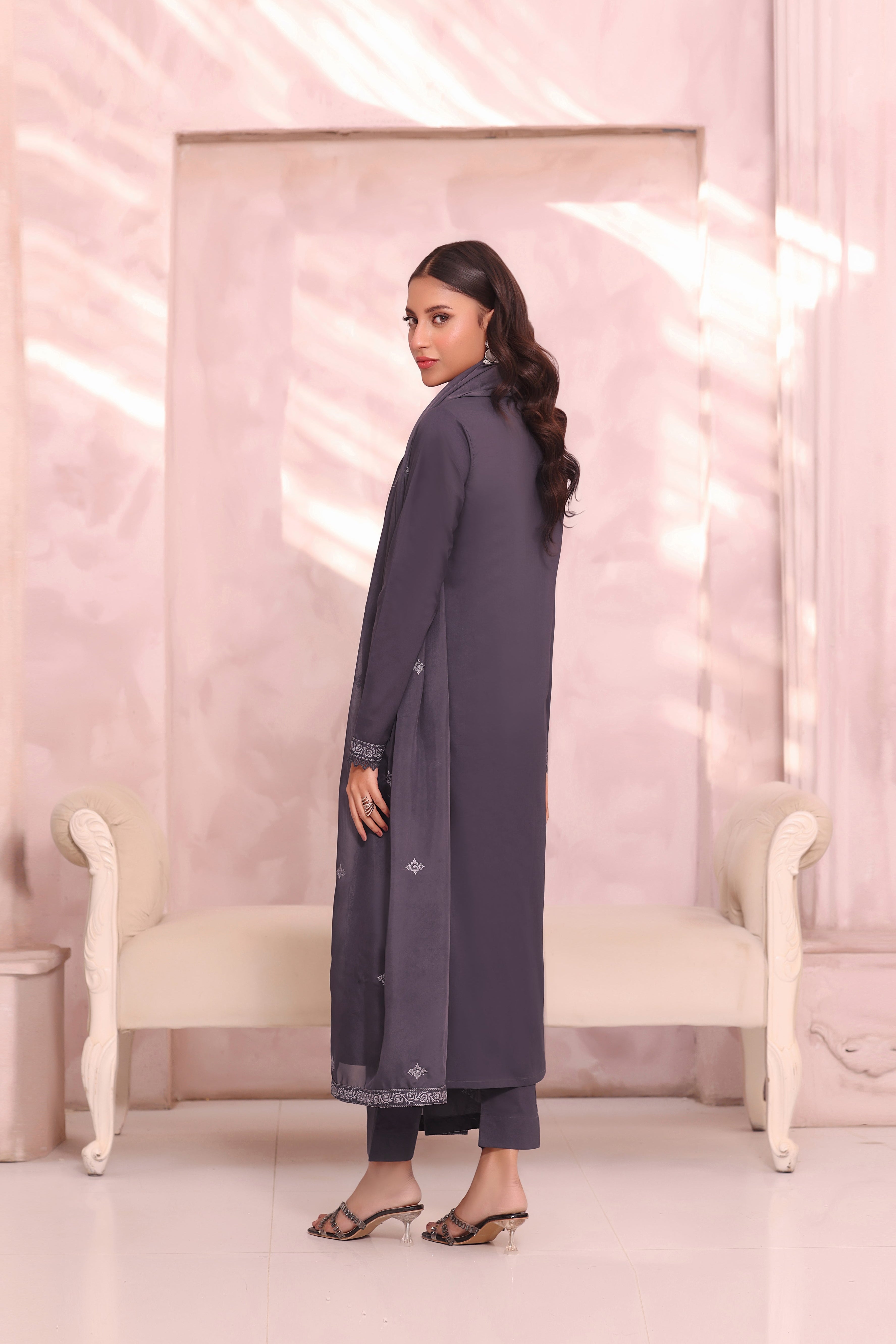 Midnight Embroidered 3PC Lawn Dress