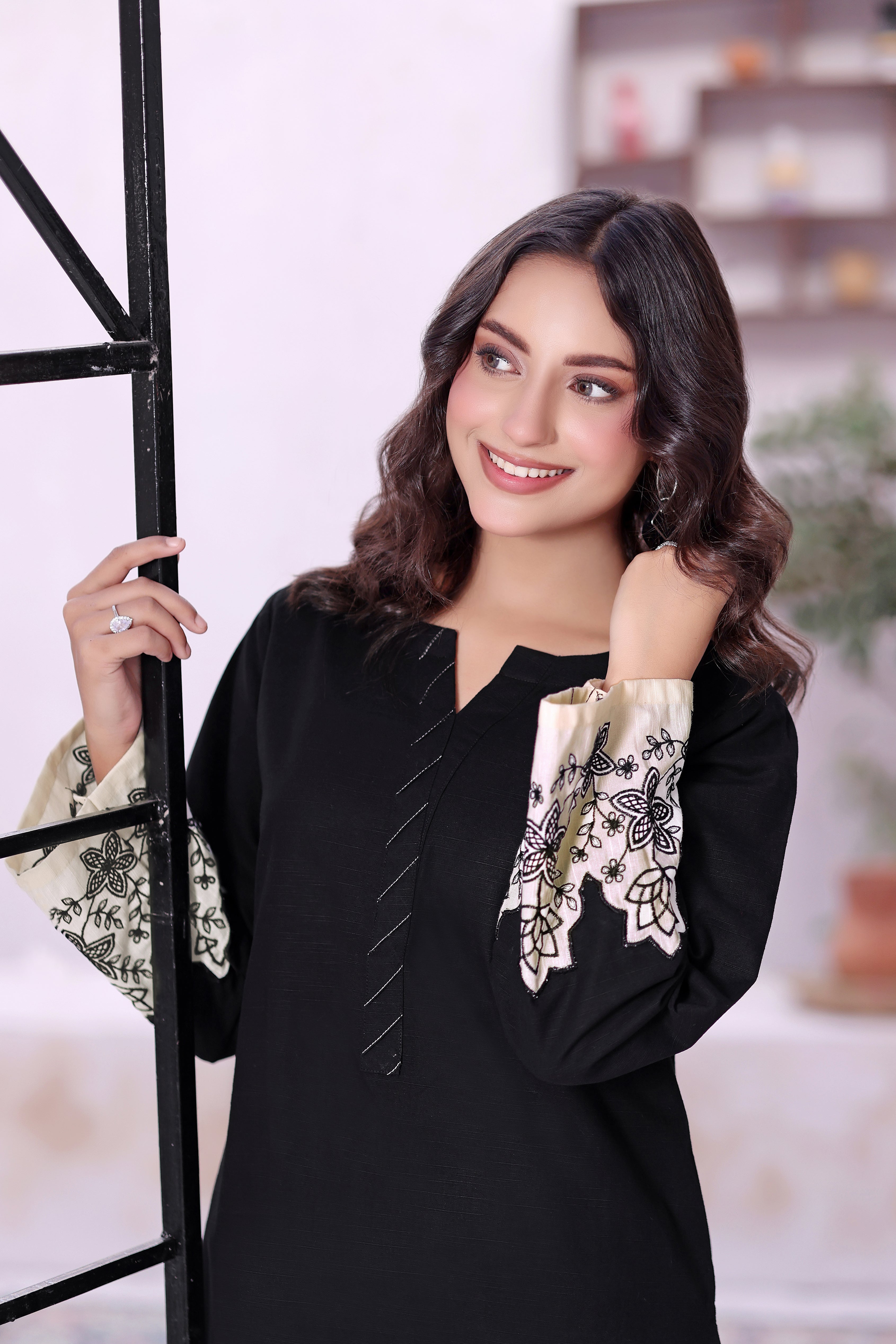 Ebony khaddar Embroidered 2PC Dress