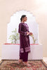 Aubergine Chiffon Formal Stitched Dress