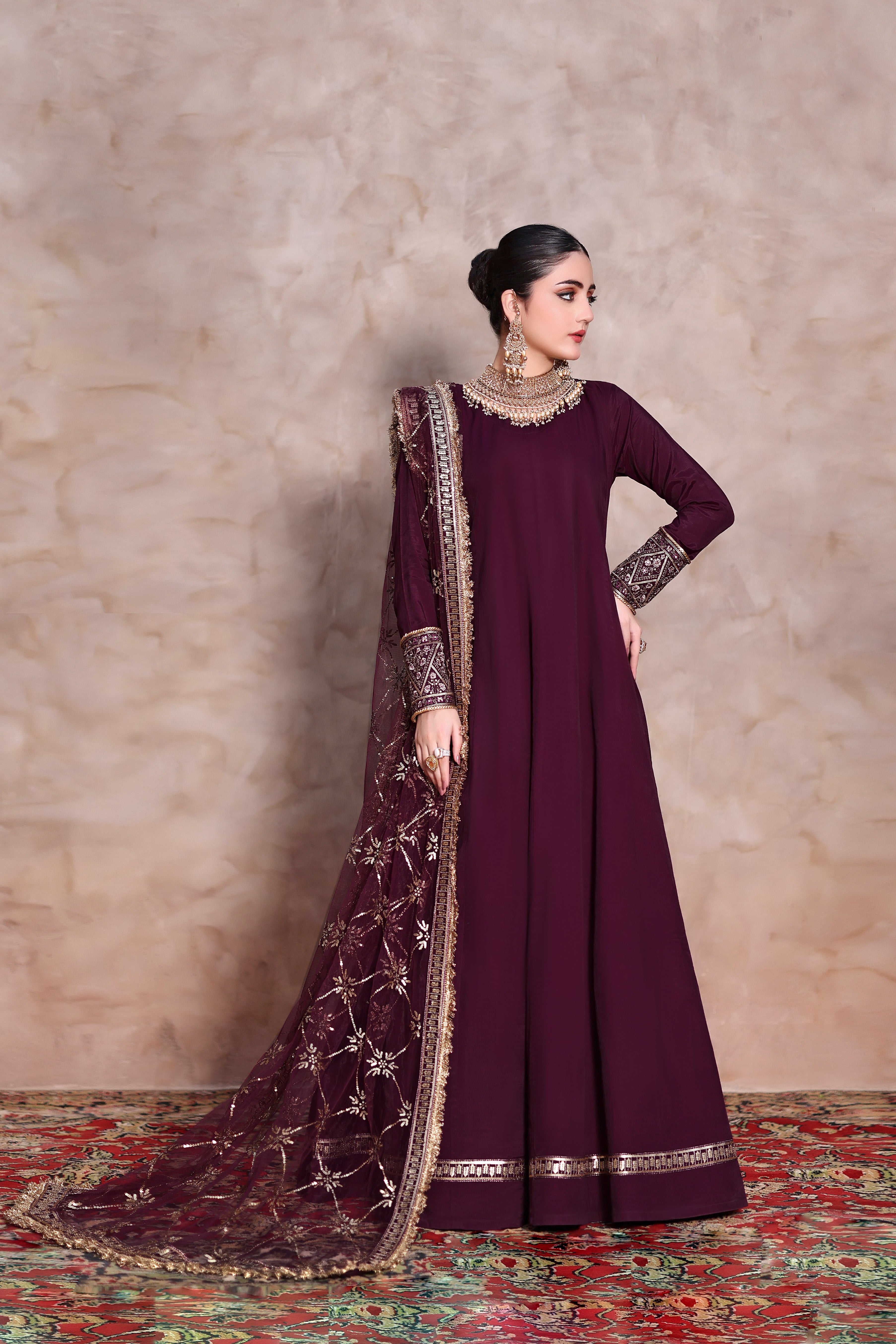 Mi Raqsam RawSilk 3PC Formal Dress