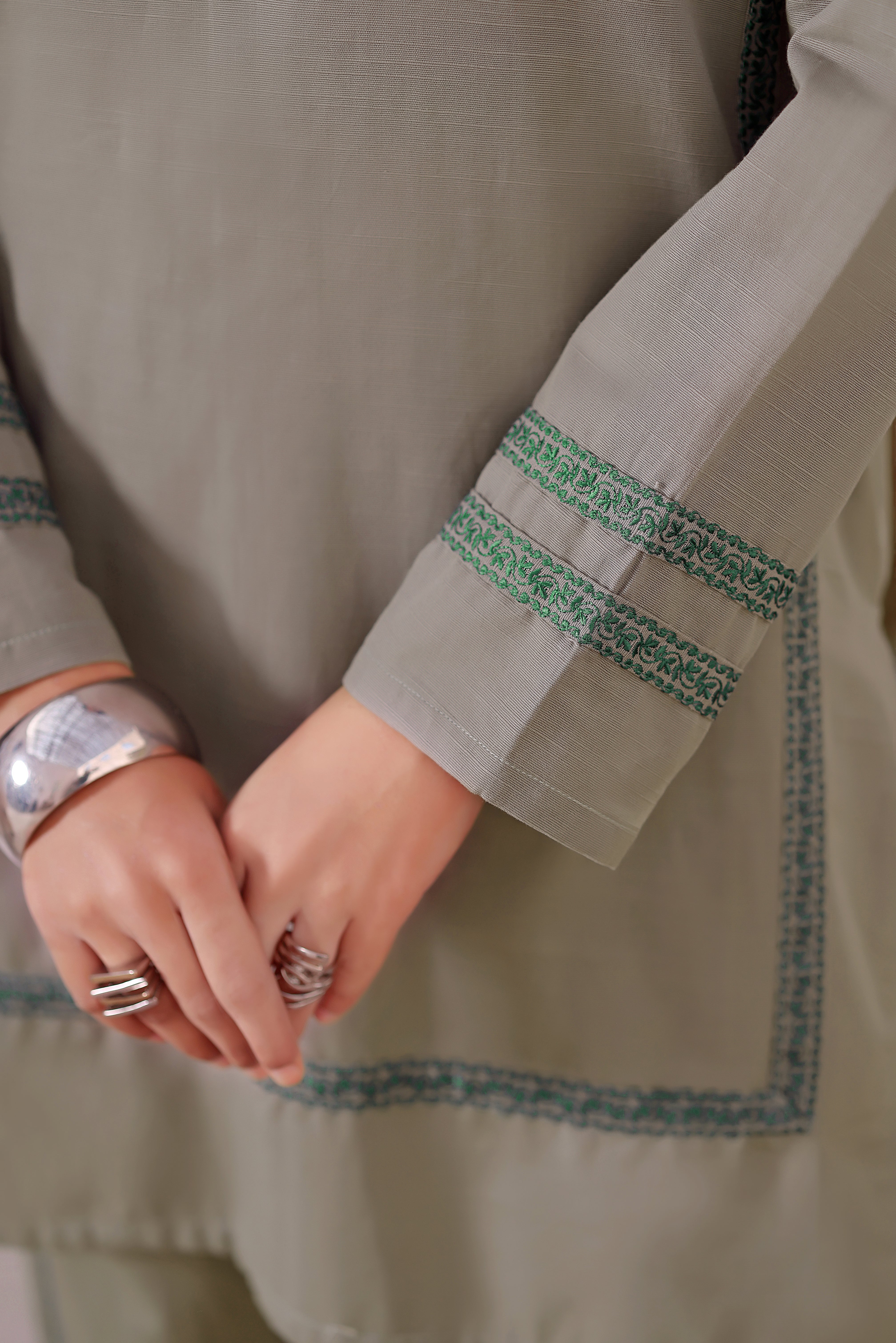 Mint khaddar Embroidered 2PC Dress