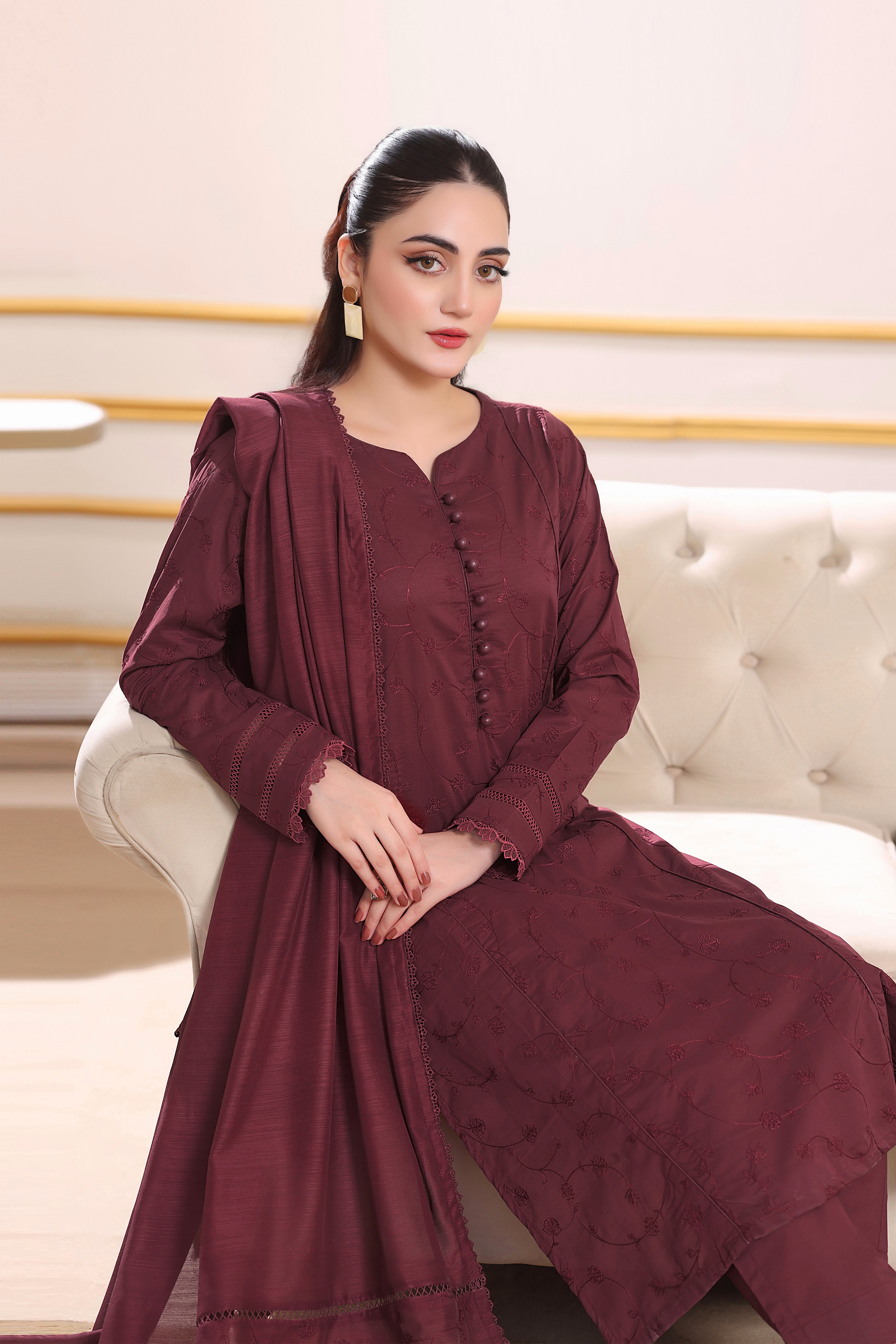 Ophelia Embroidered 3PC Lawn Dress