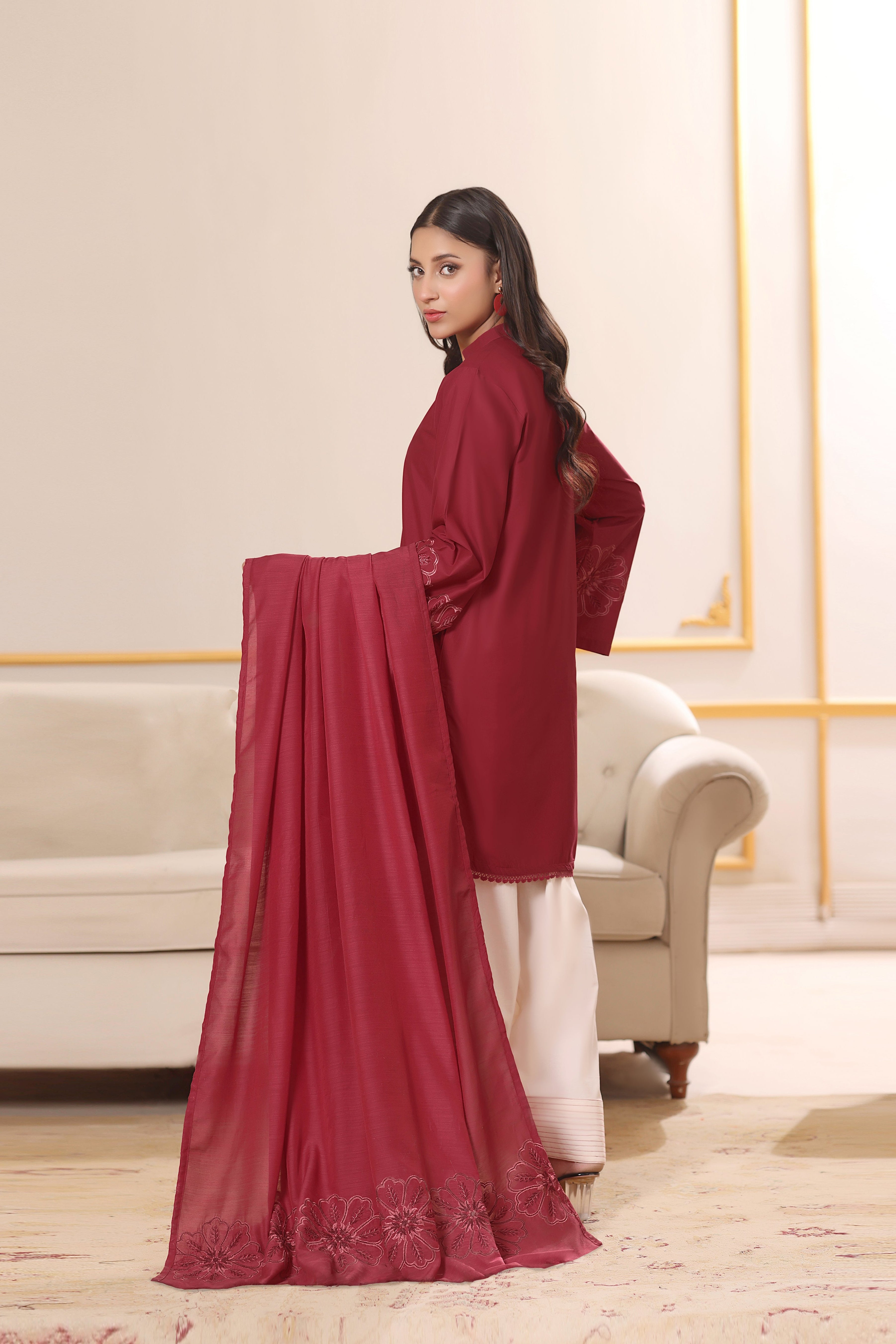 Rosebud Embroidered 3PC Lawn Dress