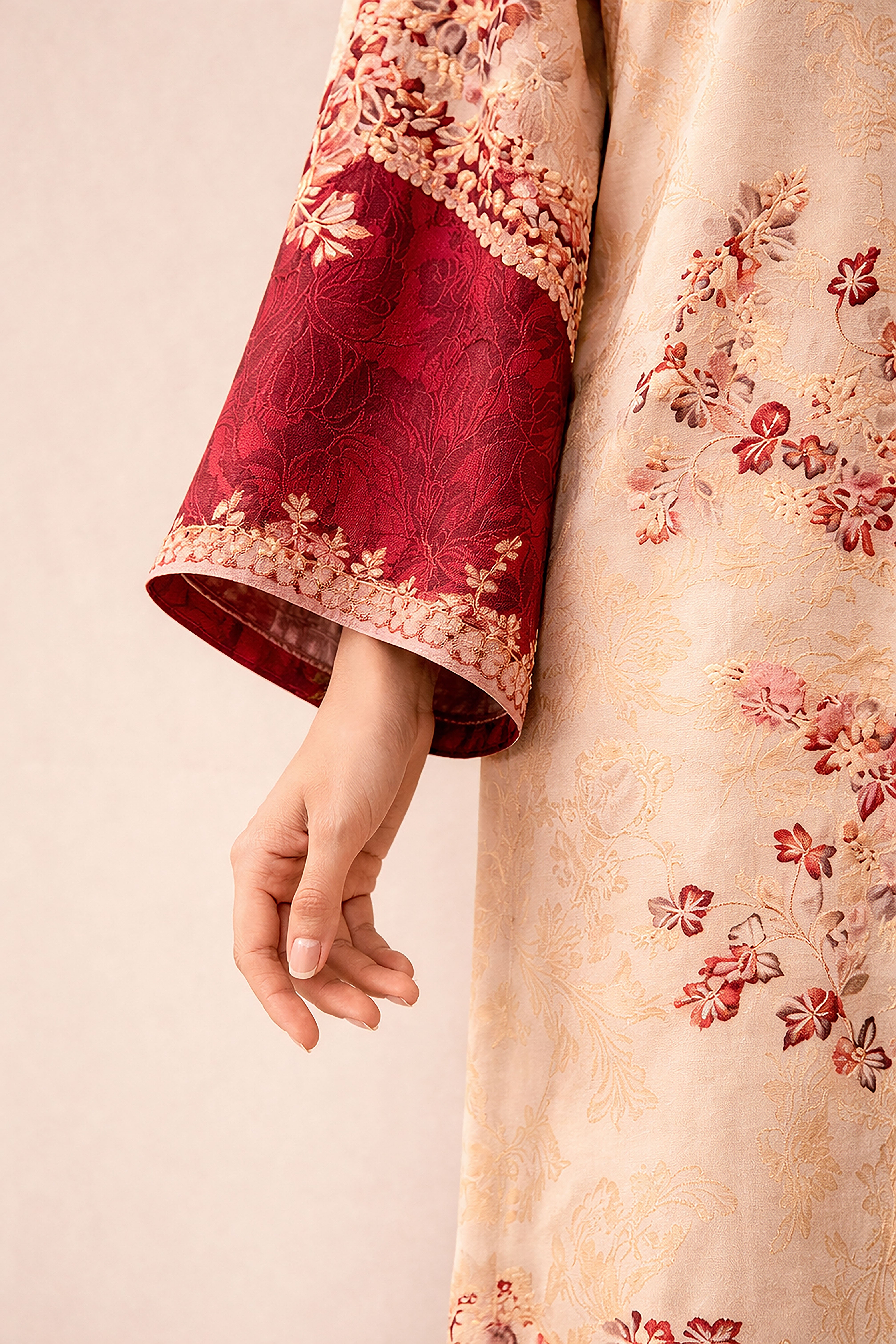 Lyra Printed Raw Silk Kaftan