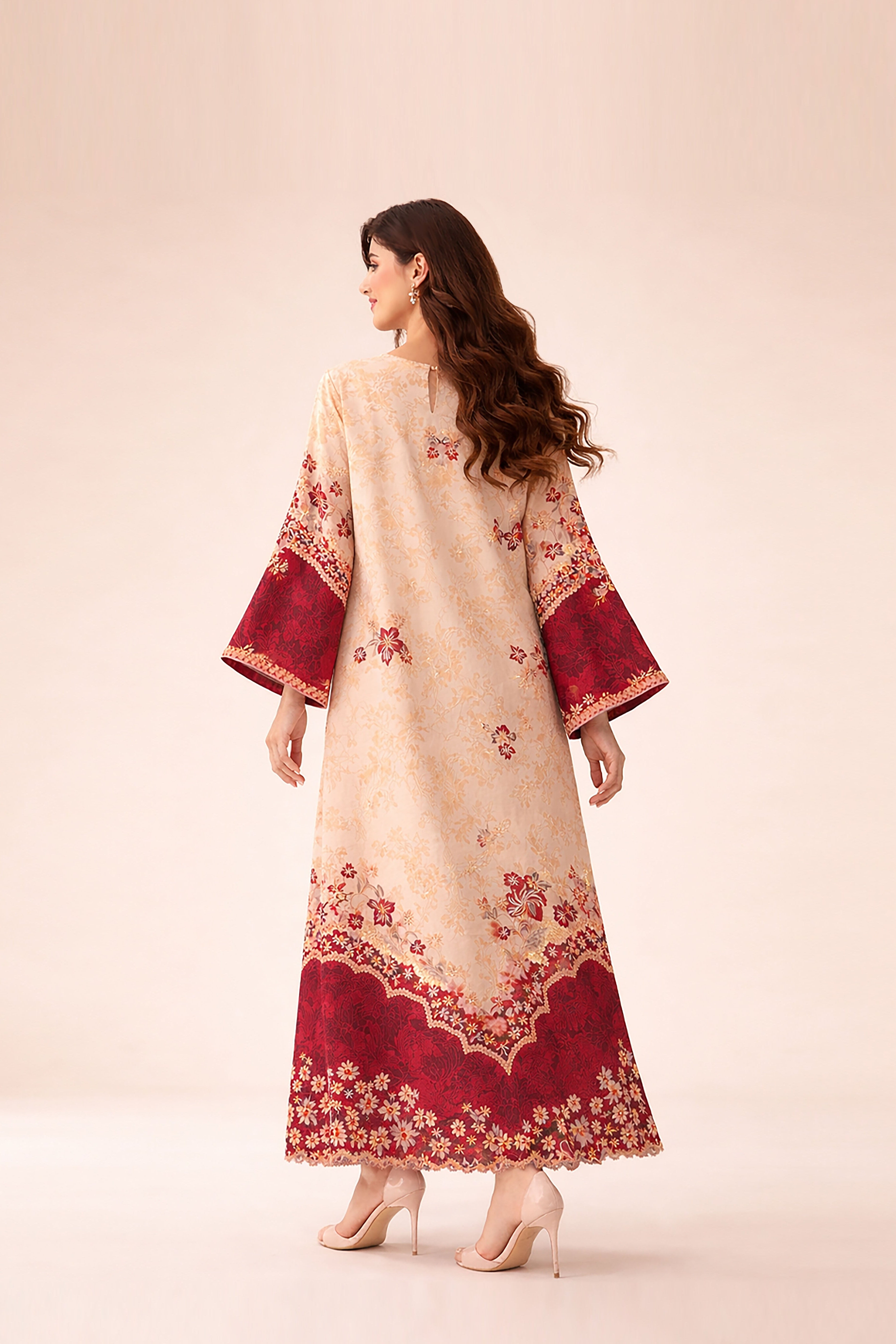 Lyra Printed Raw Silk Kaftan