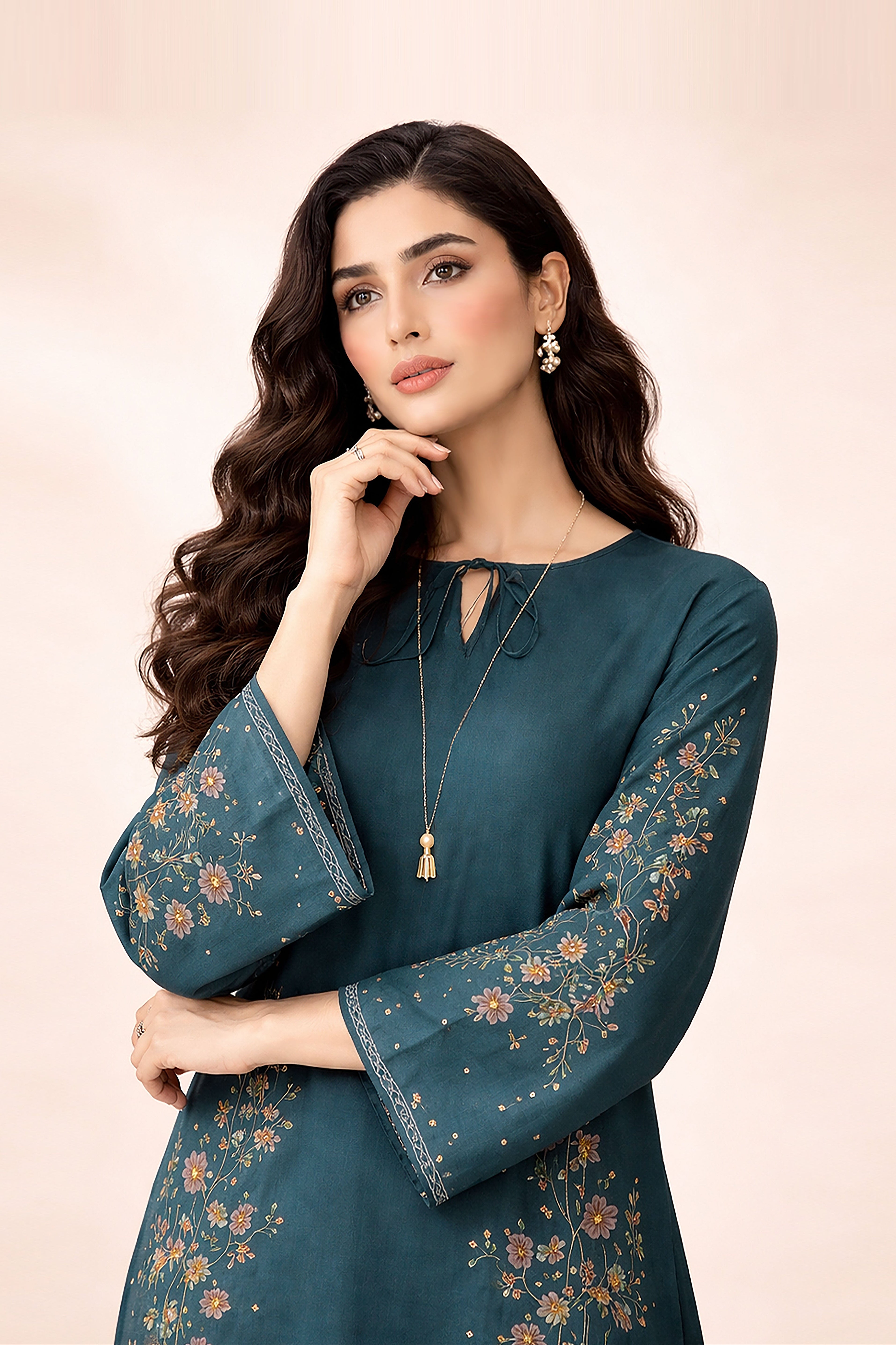 Moonlight Printed Raw Silk Kaftan