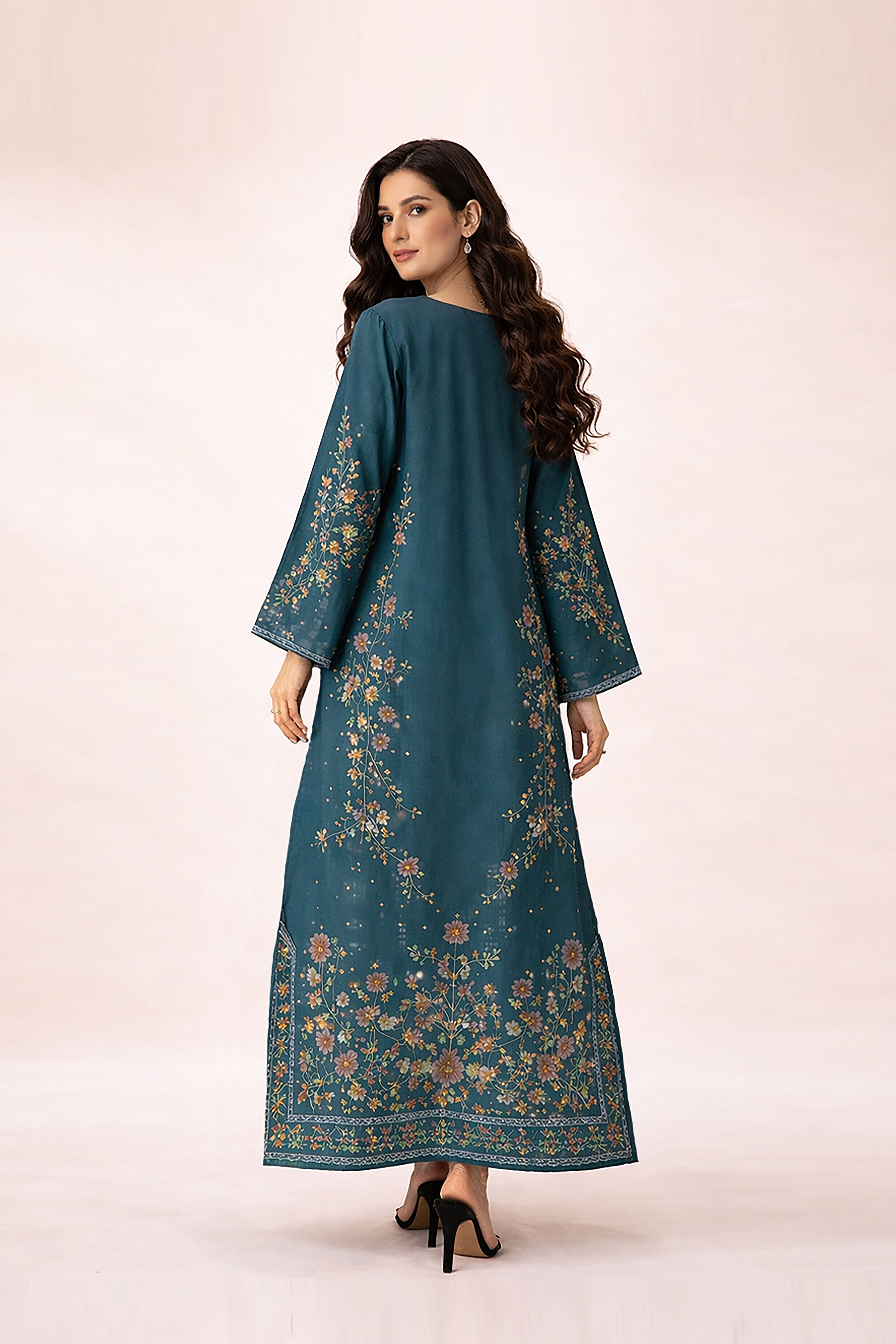 Moonlight Printed Raw Silk Kaftan