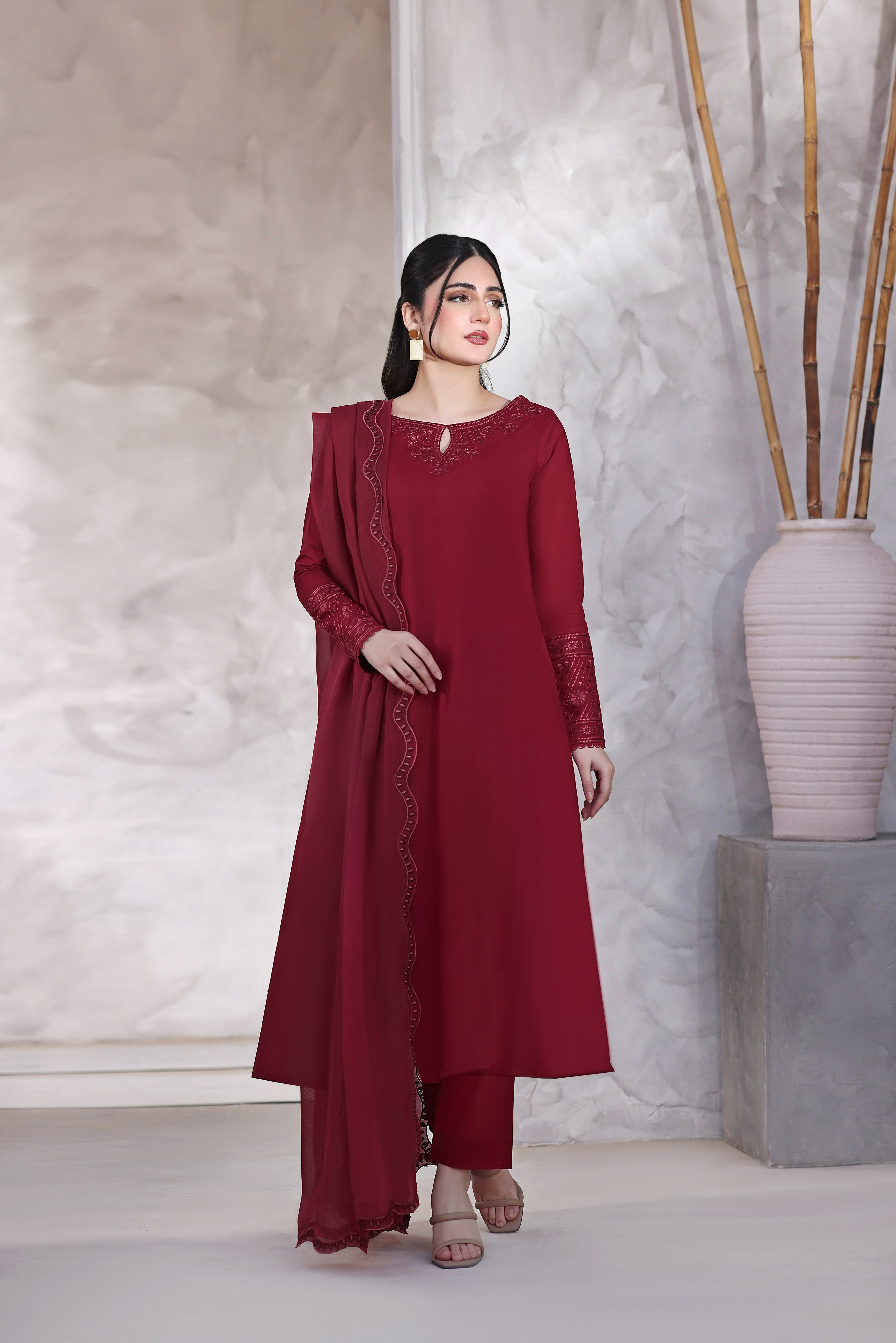 Nora Embroidered 3PC Lawn Dress