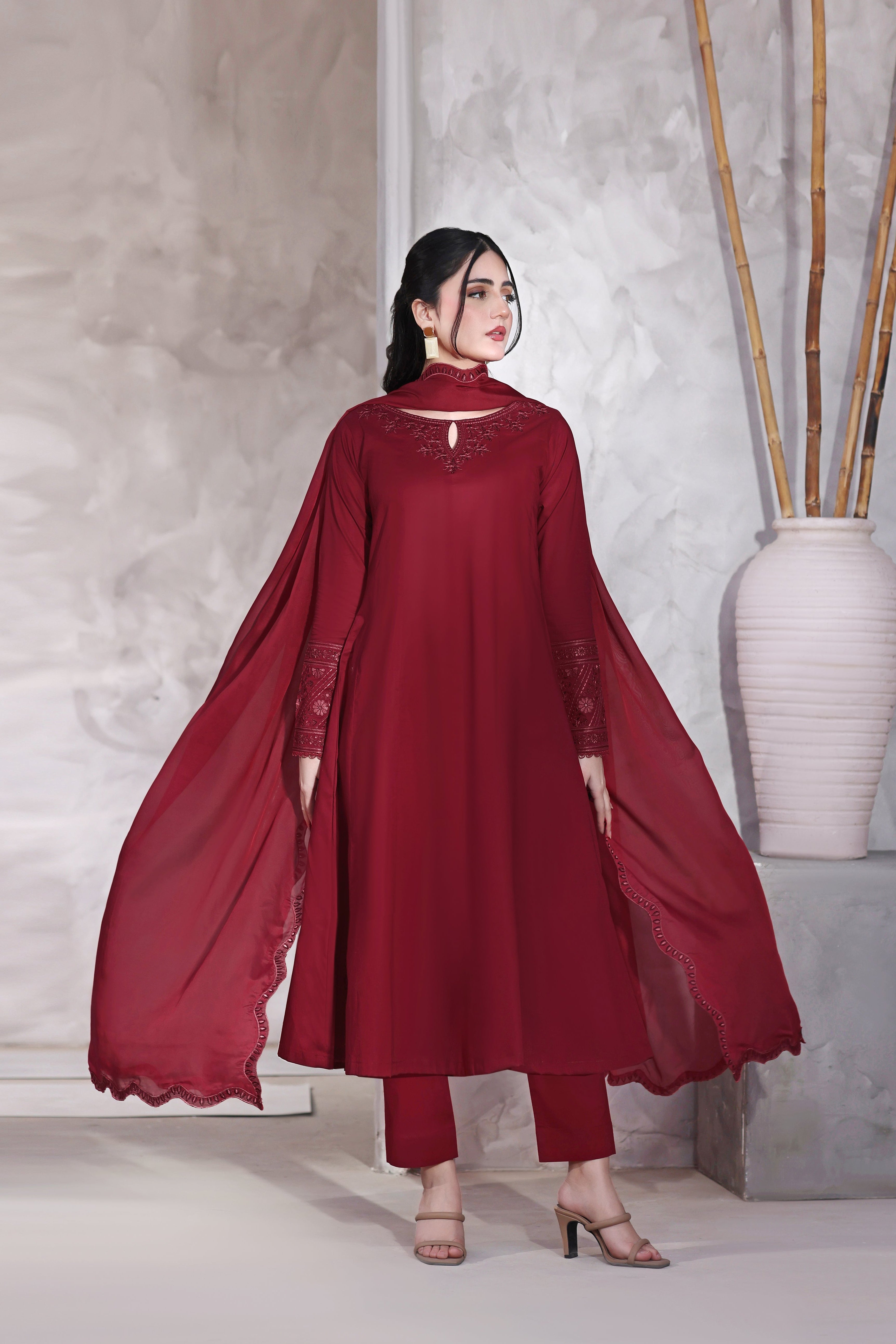 Nora Embroidered 3PC Lawn Dress