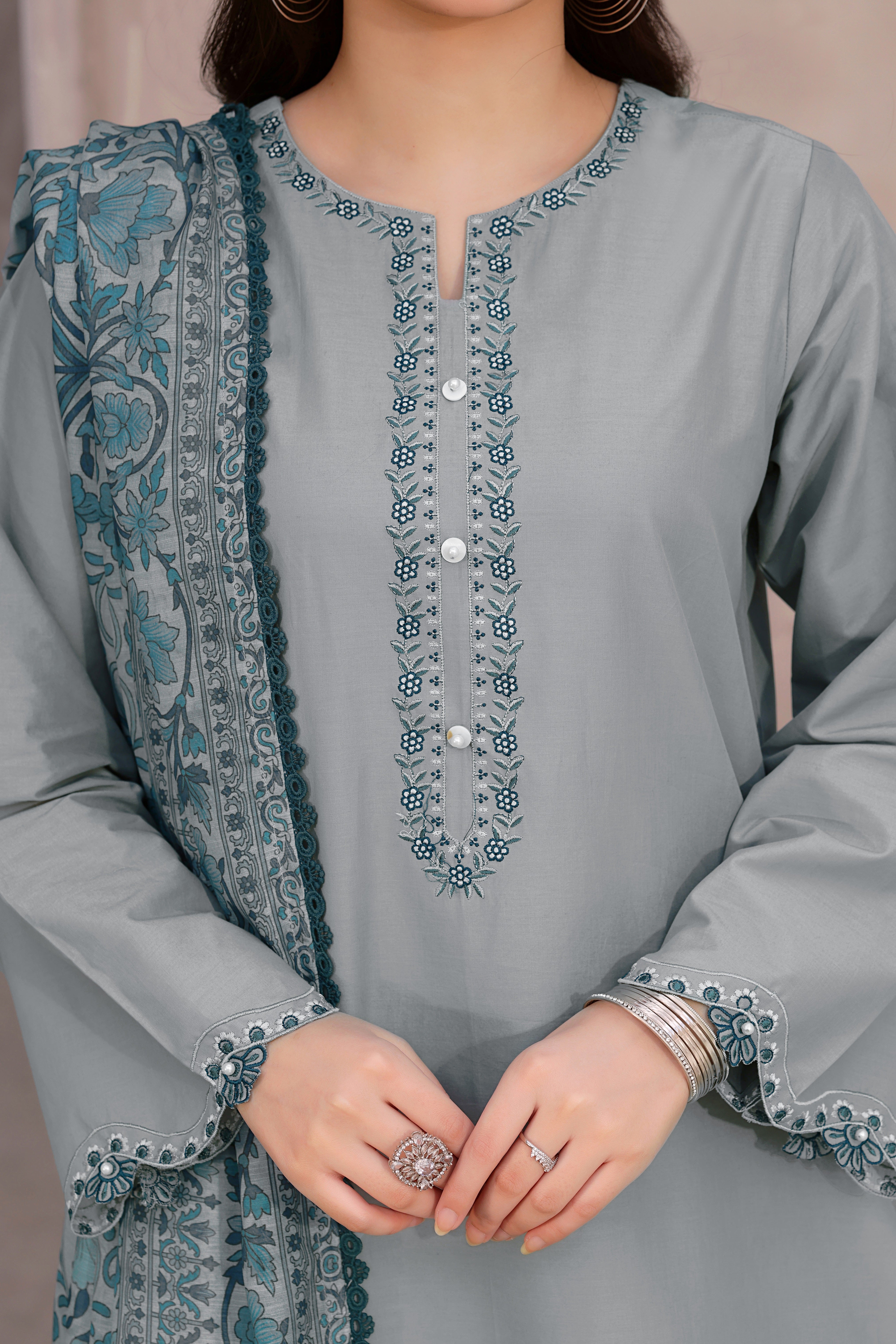 Robin Embroidered 3PC Lawn Dress