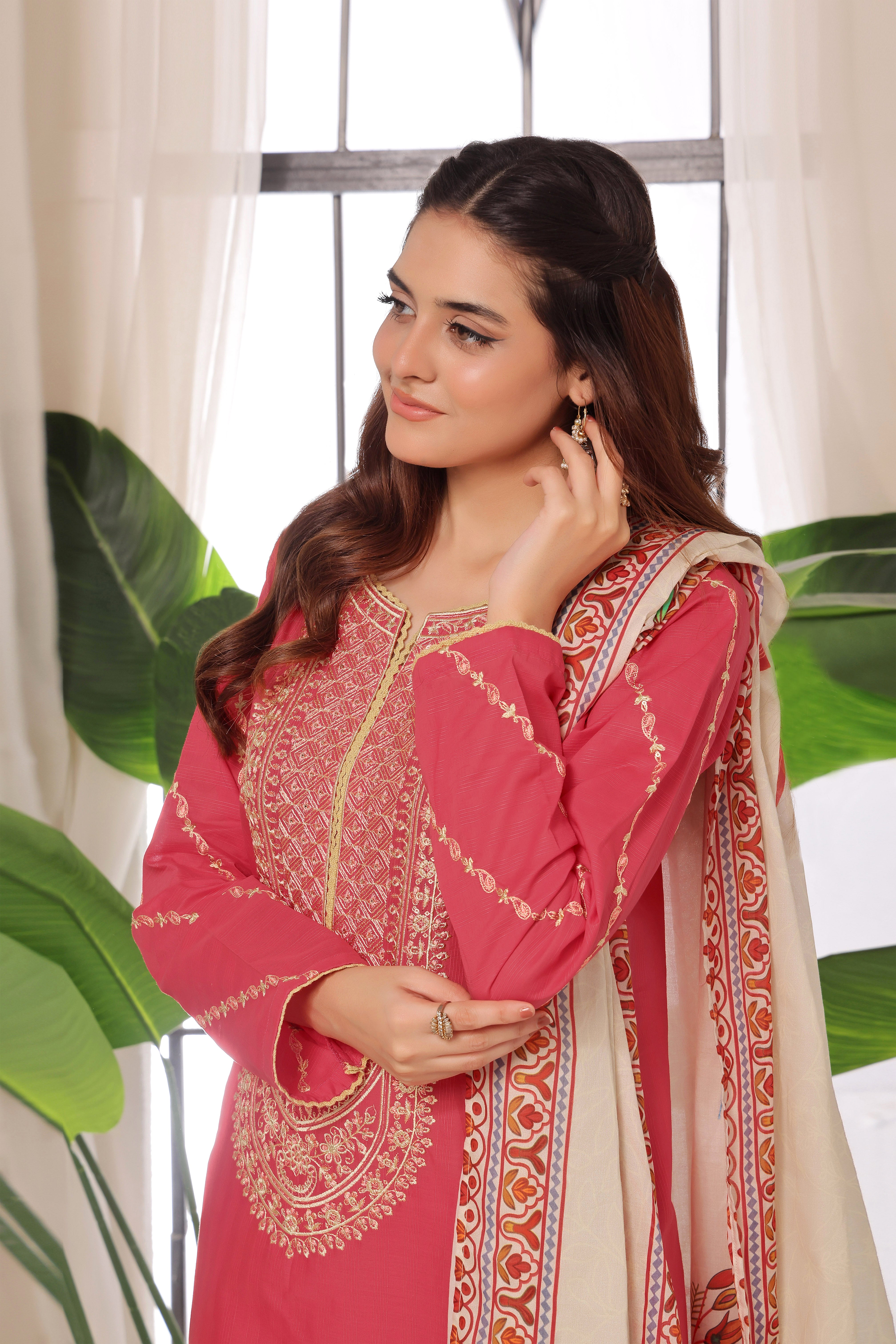 Rosette Embroidered 2PC Lawn Dress