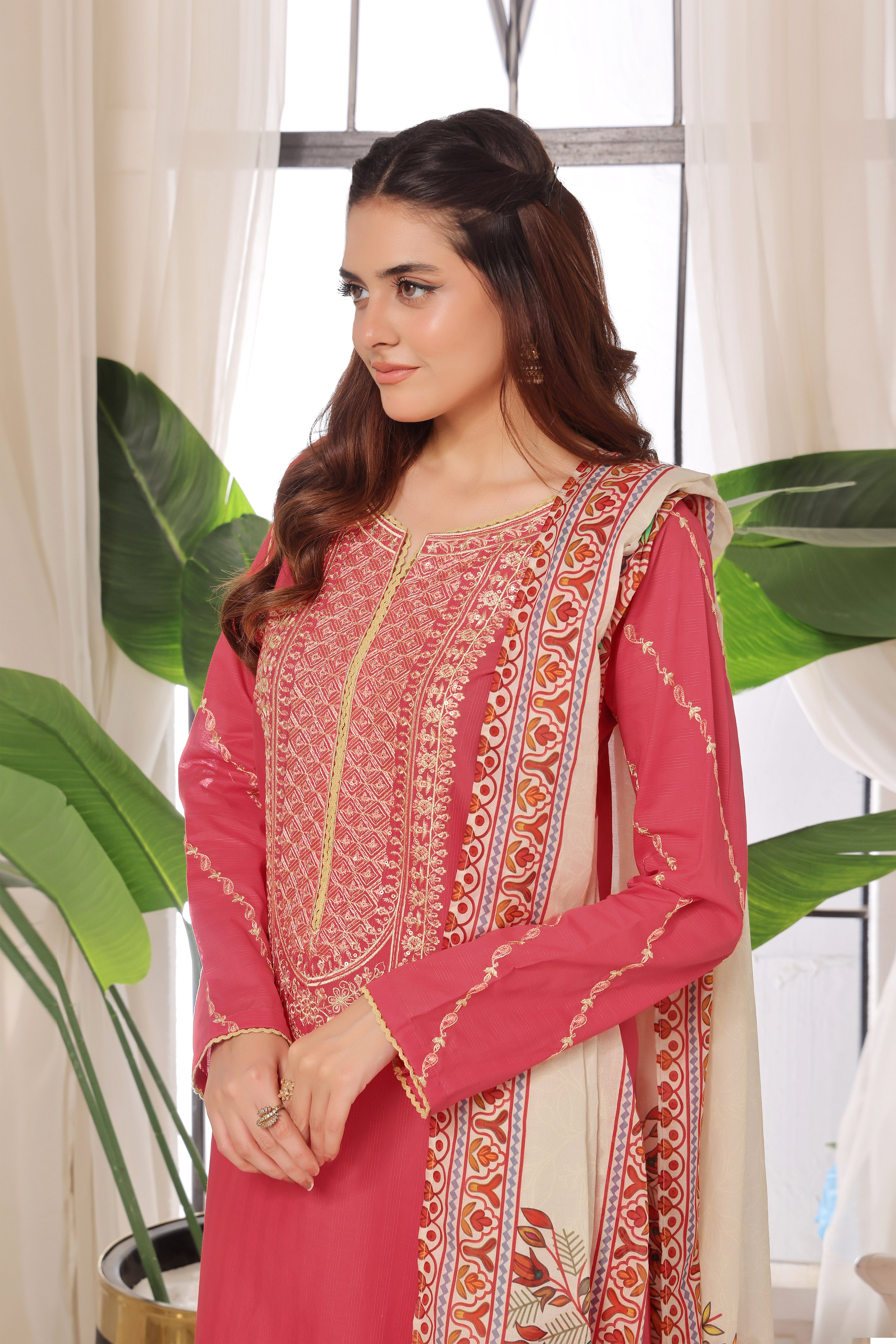 Rosette Embroidered 2PC Lawn Dress