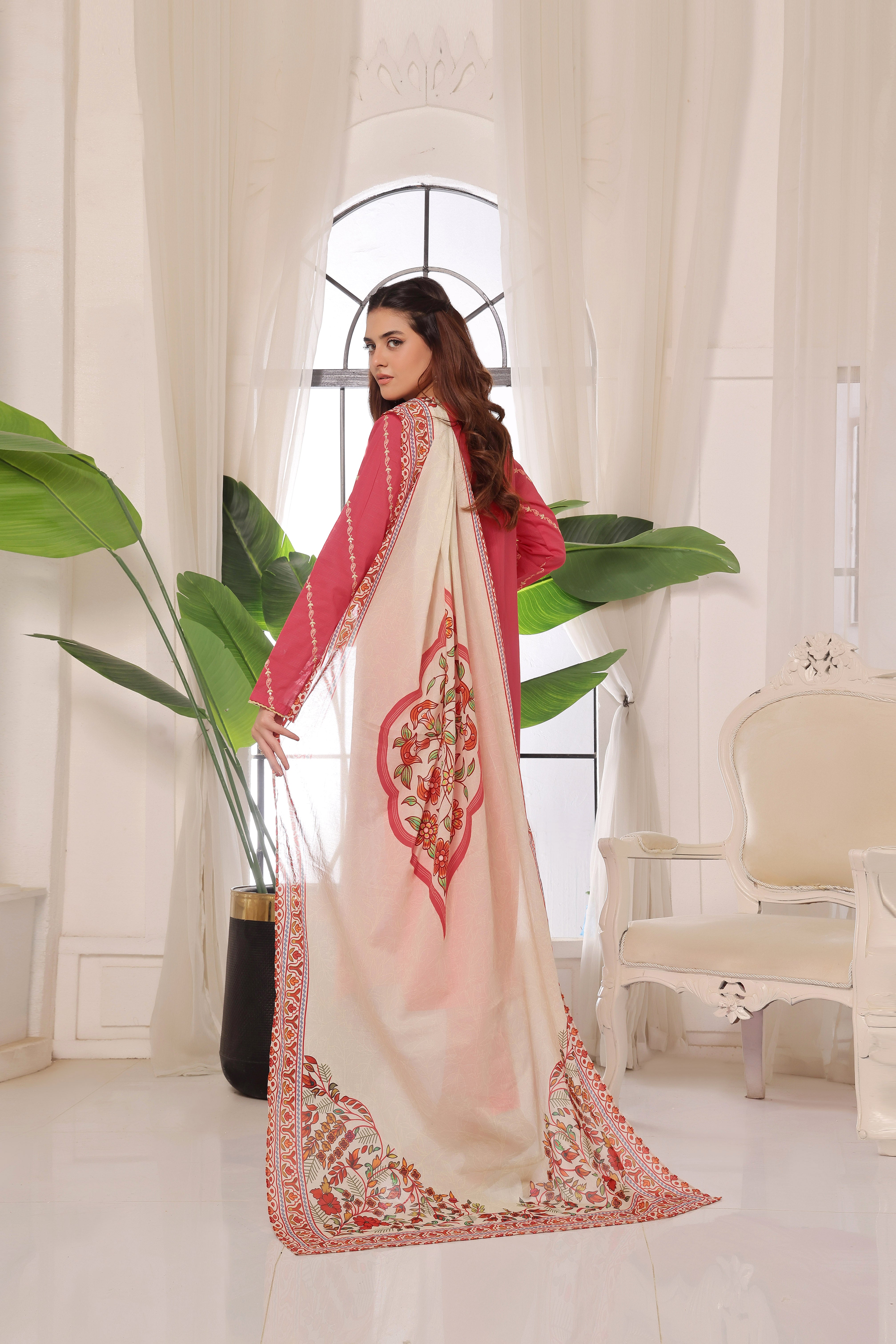 Rosette Embroidered 2PC Lawn Dress