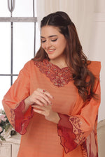 Load image into Gallery viewer, Rosy Haze Embroidered 3PC Lawn Dress
