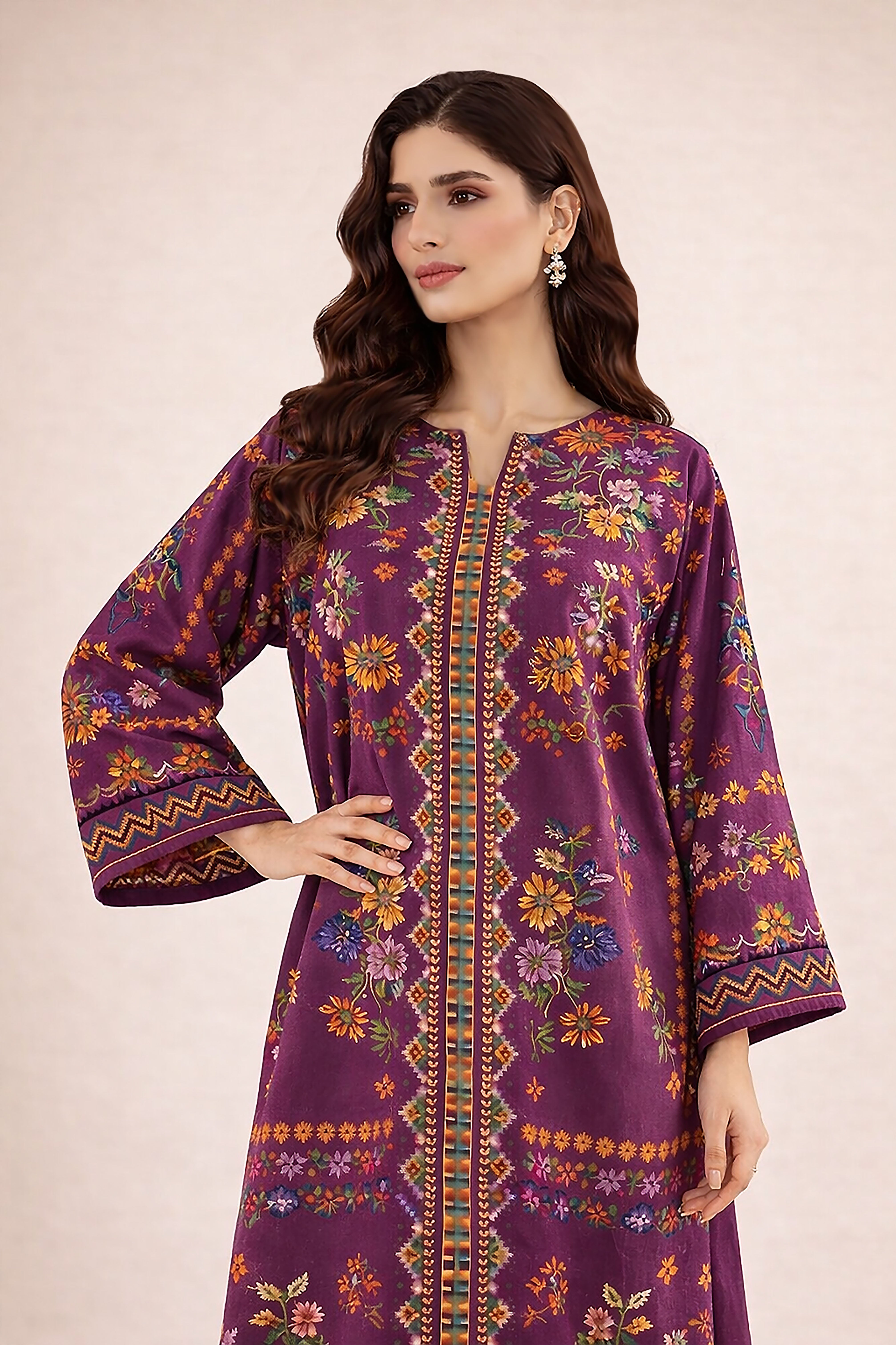 Selene Printed Raw Silk Kaftan