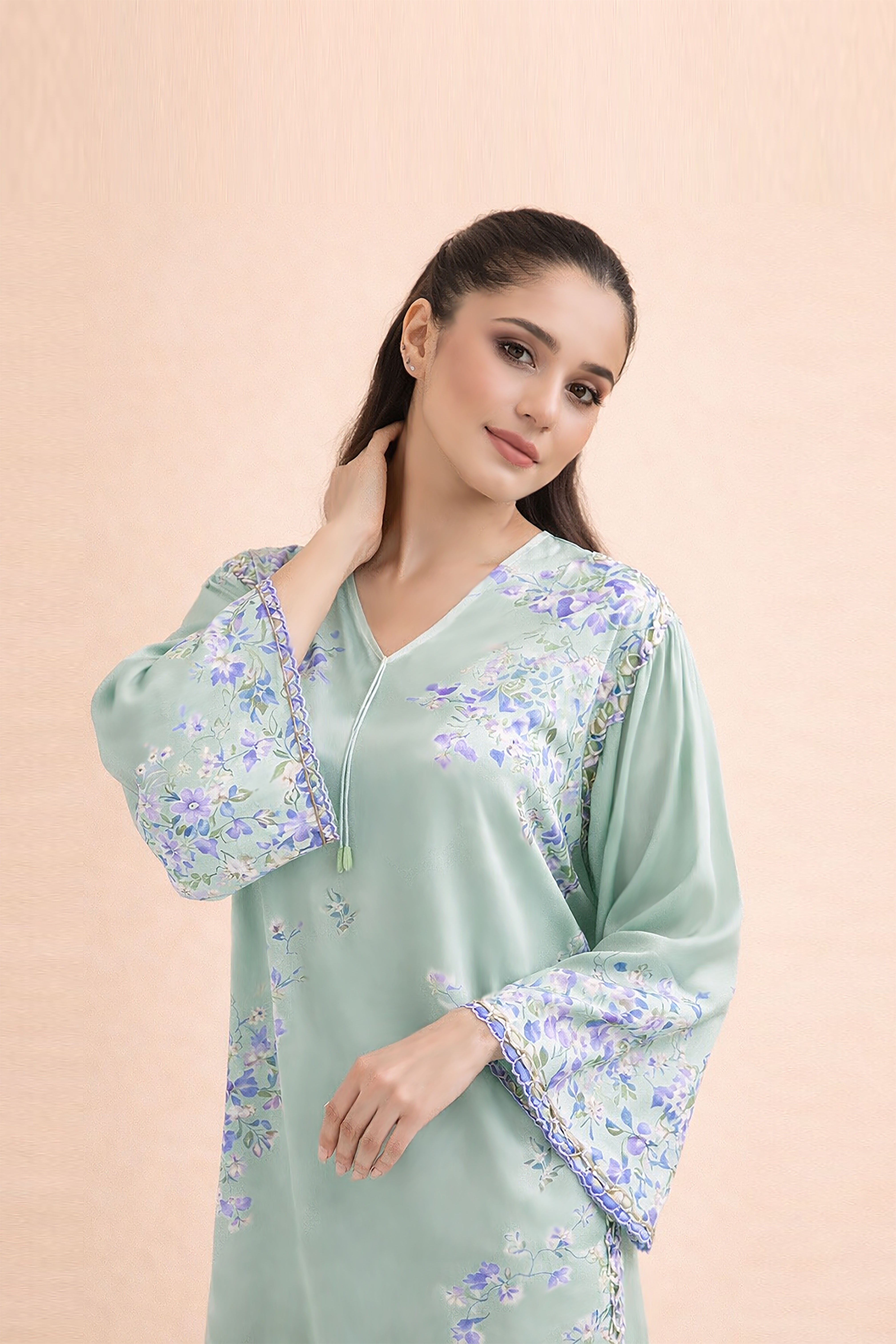 Serafina Printed Raw Silk Kaftan