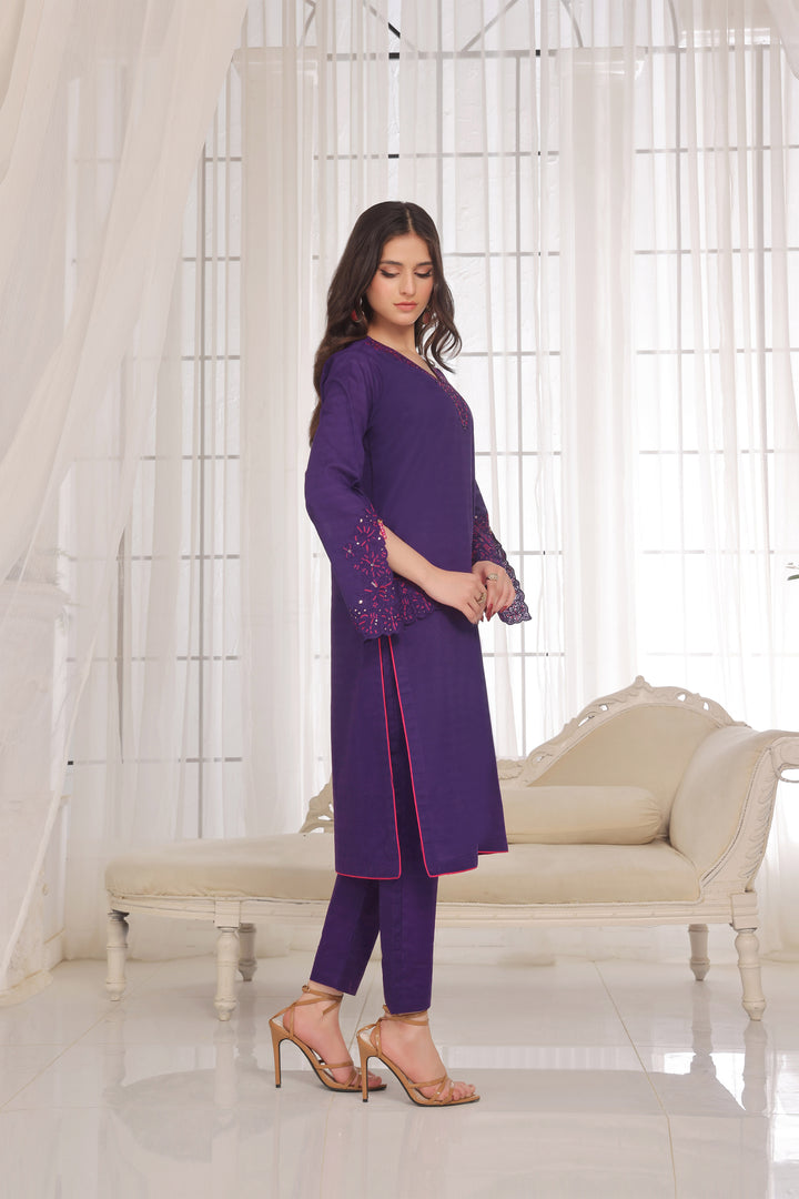 Violet Flore Embroidered 3PC Lawn Dress