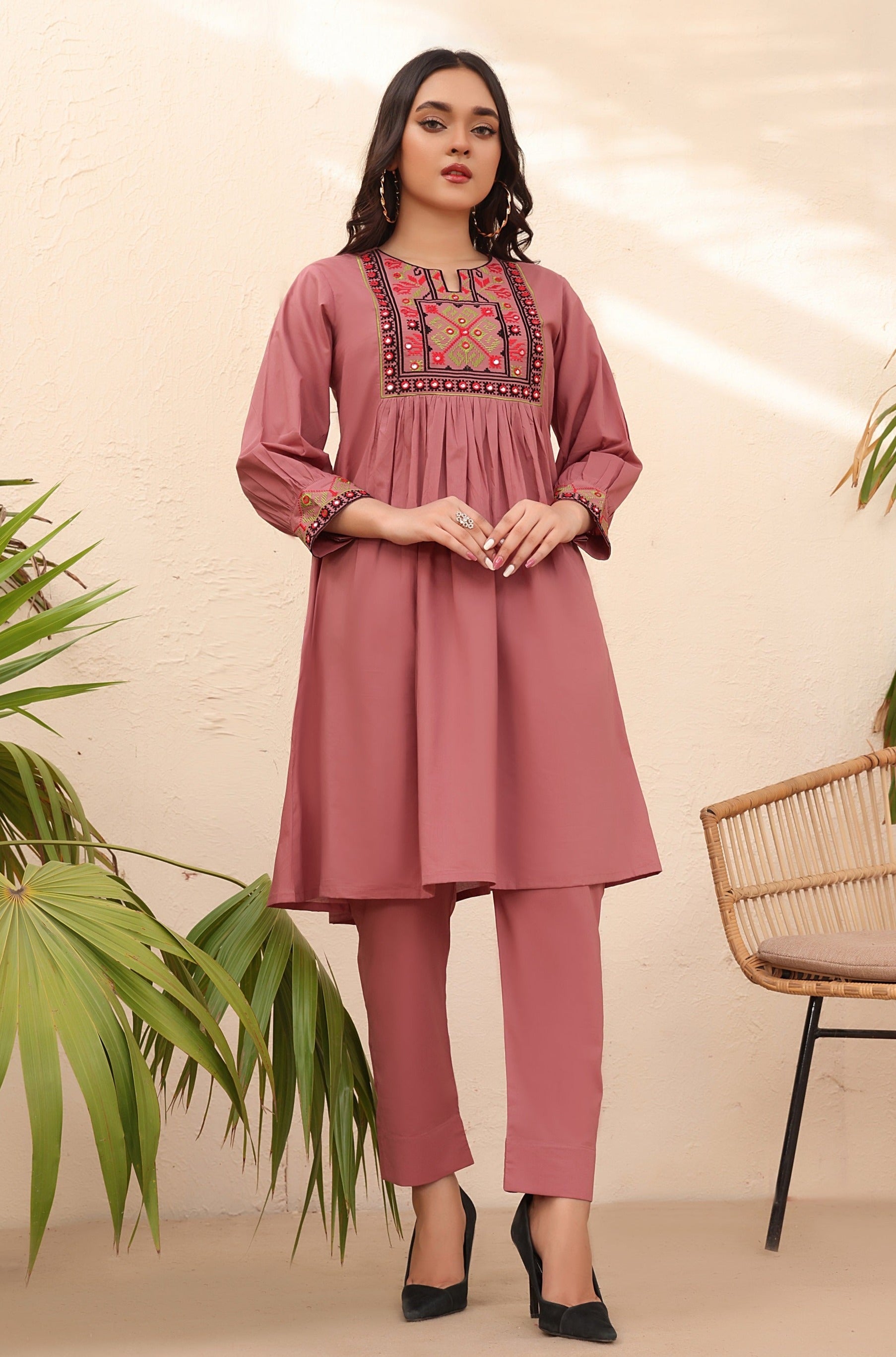 MEERA FAB Women's Cotton Regular Kurti (MF-175_Pink_XS) : Amazon.in: Fashion