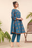 Deep lagoon Stitched 2pc Embroidered Suit