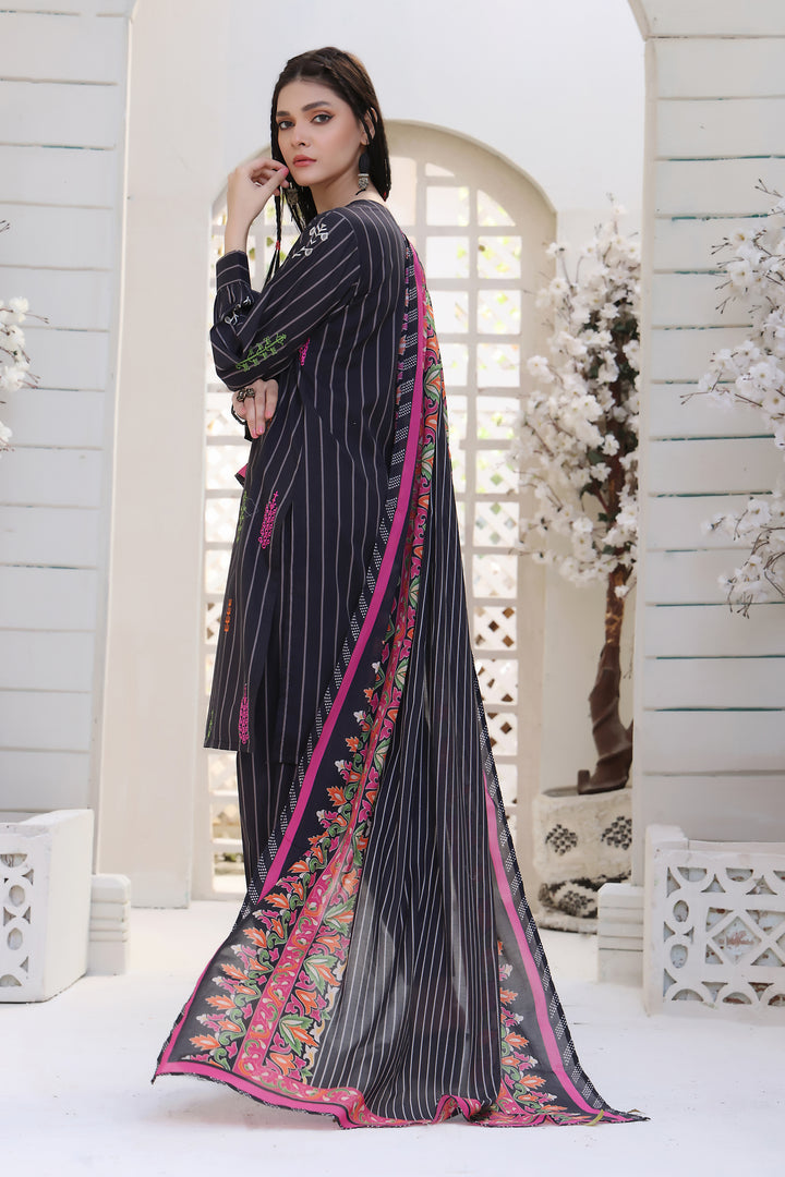 Ethinic Vibes Stitched 3 Piece Embroidered Lawn Cotton Suit