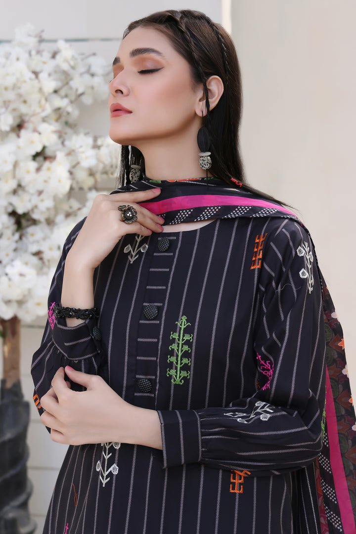 Ethinic Vibes Stitched 3 Piece Embroidered Lawn Cotton Suit