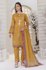Load image into Gallery viewer, Musturd Waves Stitched 3 Piece Embroidered Lawn Cotton Suit